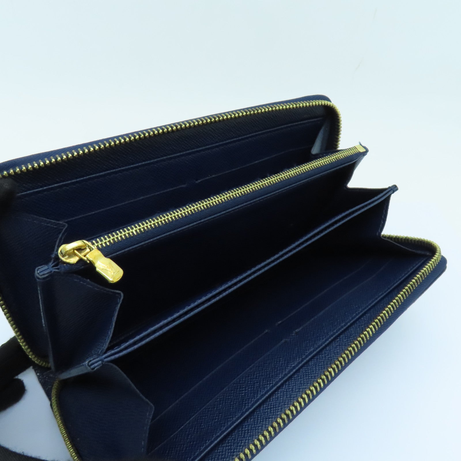 LOUIS VUITTON 【激減優惠】Damier Paillette Zippy Wallet金扣長錢包啡色/藍色