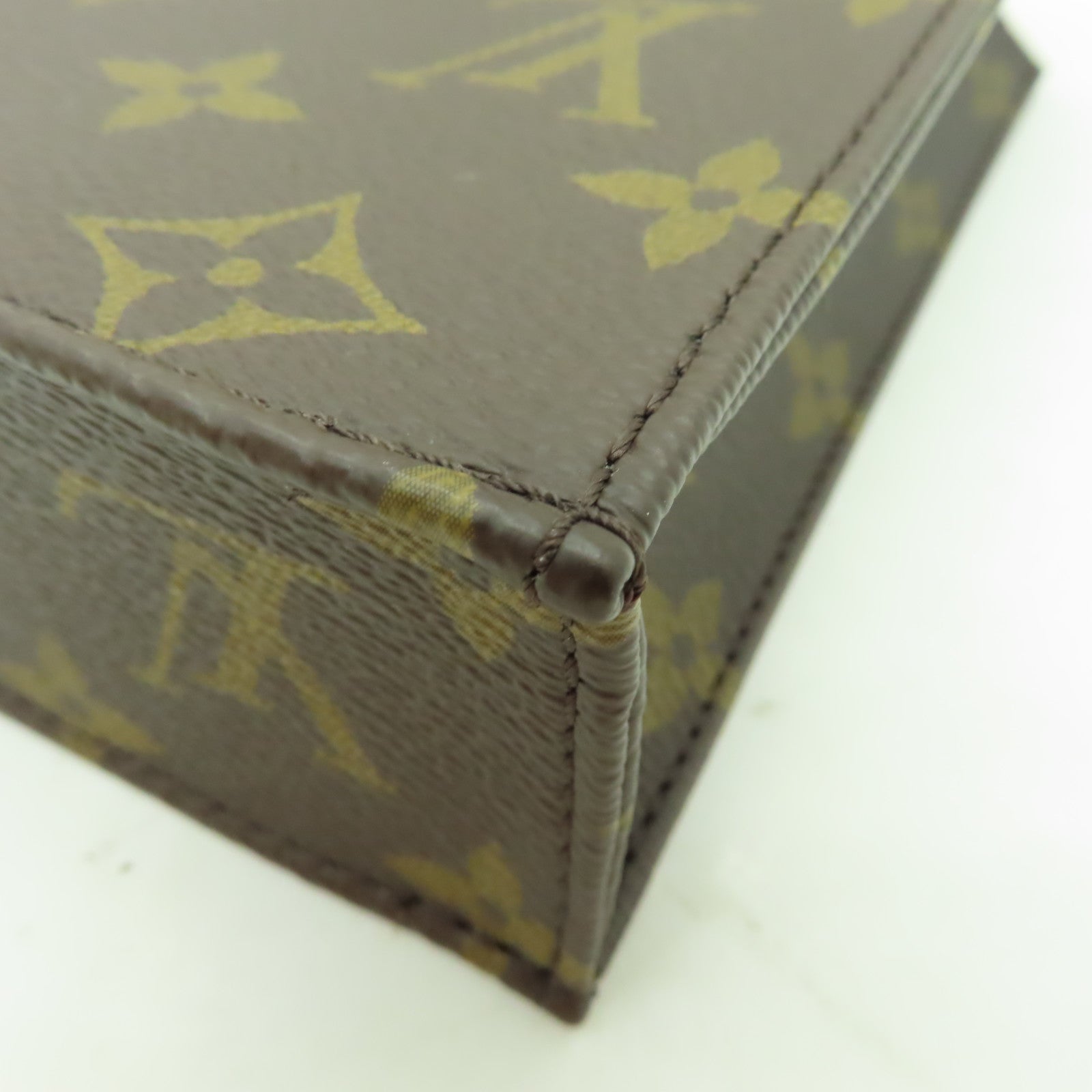 LOUIS VUITTON Monogram Petit Sac Plat金扣手挽肩背兩用袋棕色