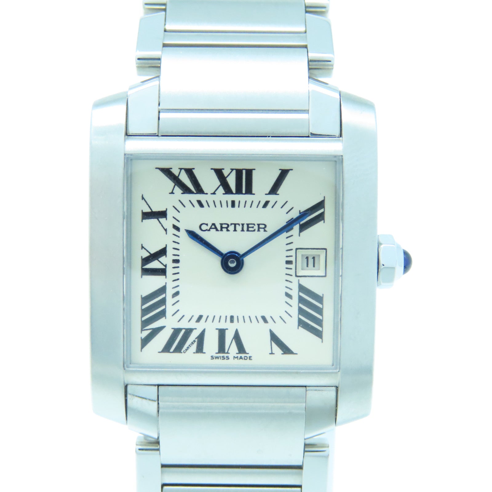 CARTIER Tank Francaise不鏽鋼手錶石英機芯白色