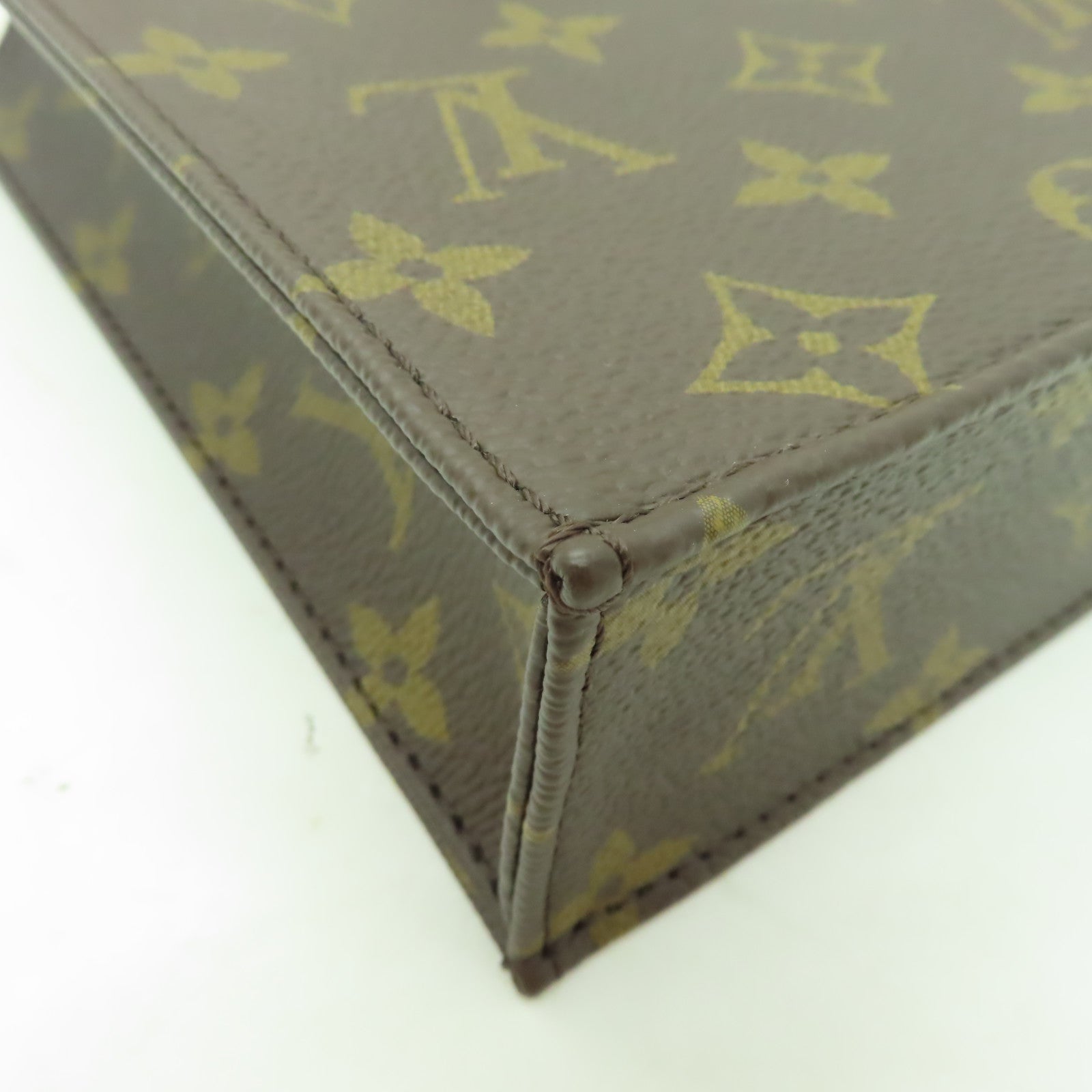 LOUIS VUITTON Monogram Petit Sac Plat金扣手挽肩背兩用袋棕色