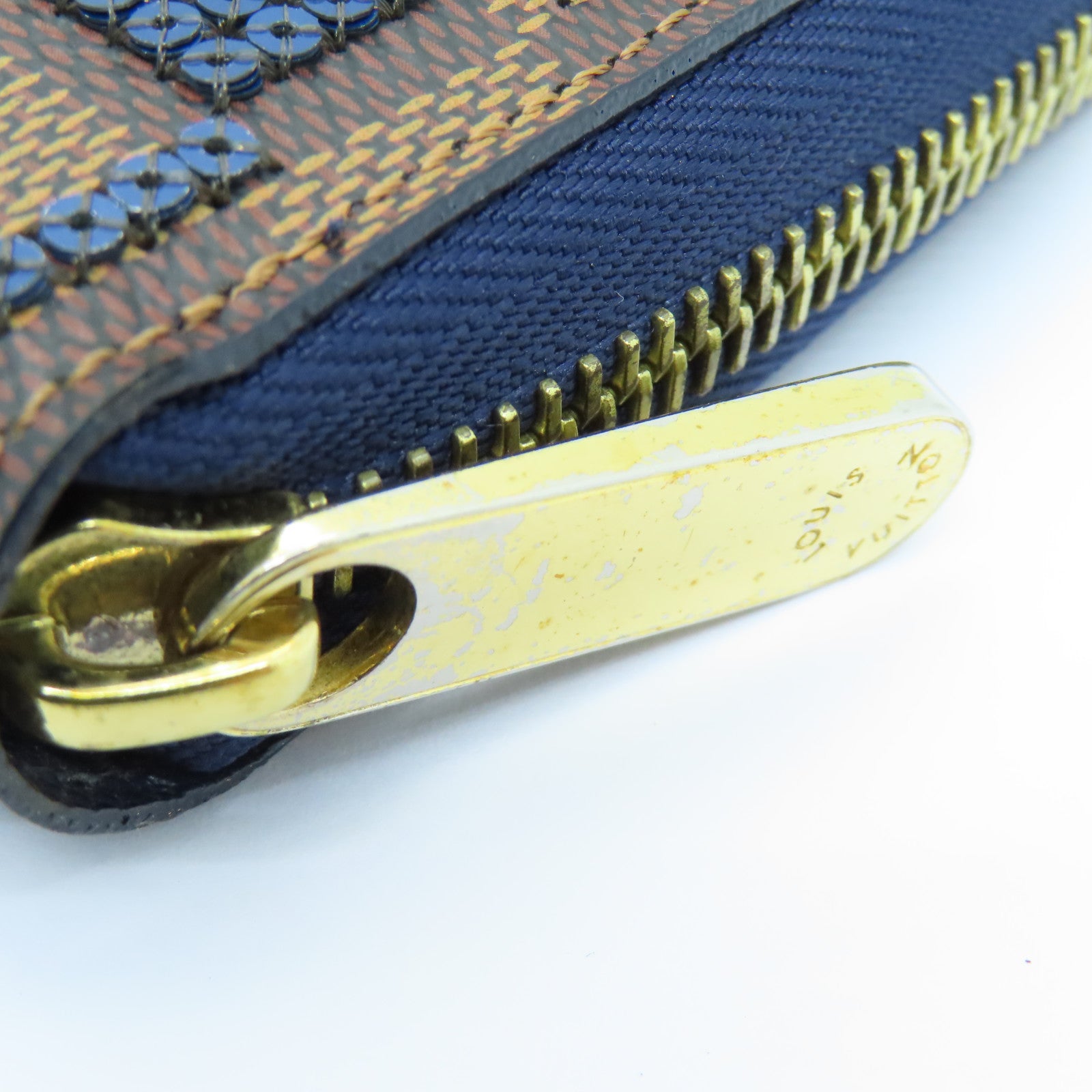 LOUIS VUITTON 【激減優惠】Damier Paillette Zippy Wallet金扣長錢包啡色/藍色