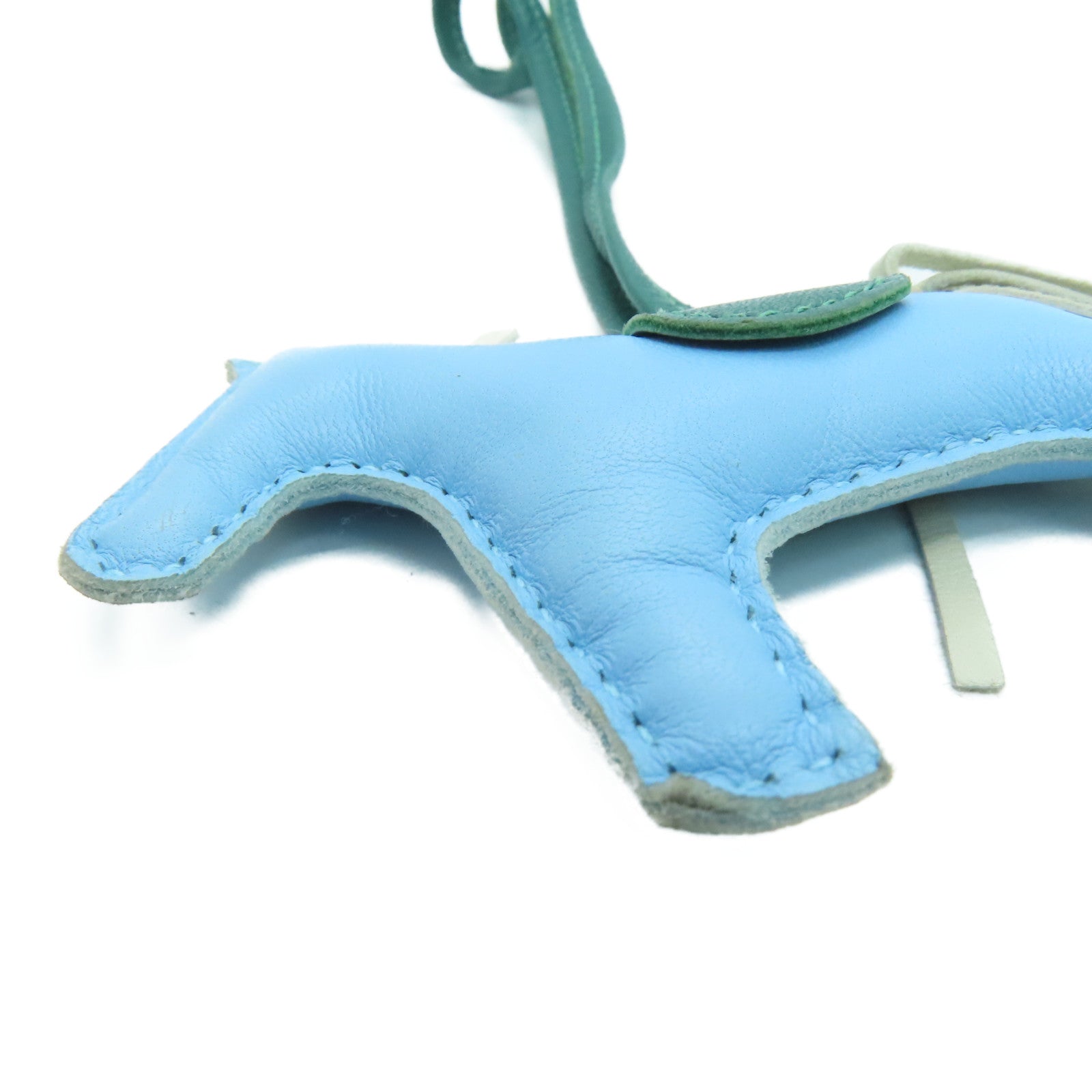 HERMES Leather Rodeo PM Charm Blue/Green/White
