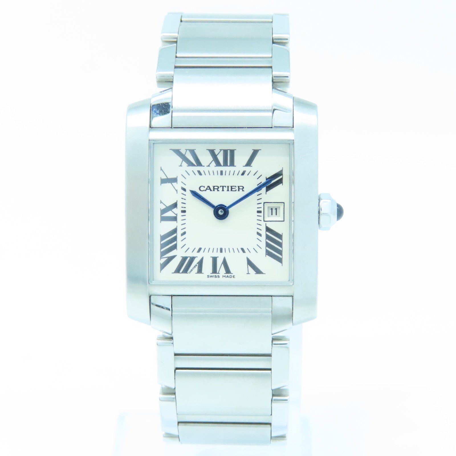 CARTIER Tank Francaise不鏽鋼手錶石英機芯白色