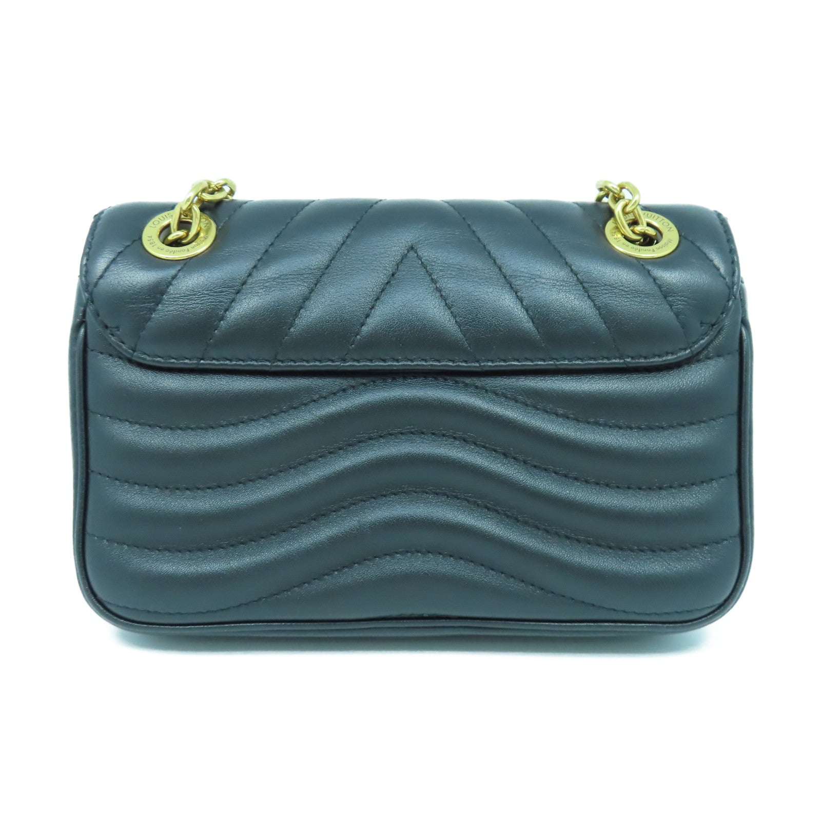 LOUIS VUITTON 牛皮皮革New Wave PM金扣鏈帶肩背袋黑色