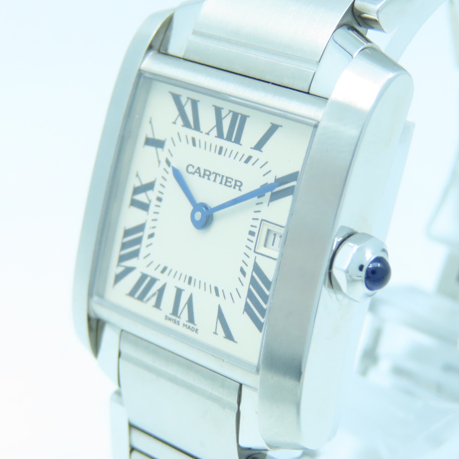 CARTIER Tank Francaise不鏽鋼手錶石英機芯白色
