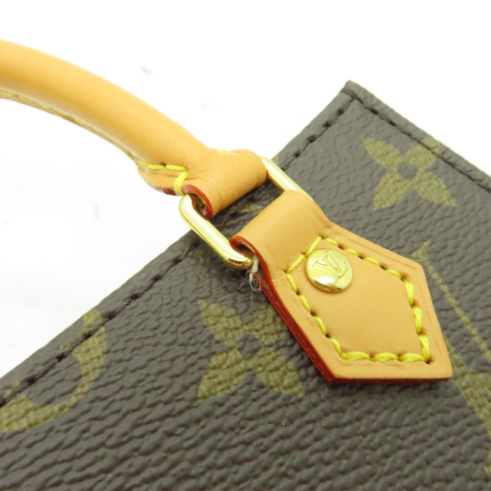 LOUIS VUITTON Monogram Petit Sac Plat金扣手挽肩背兩用袋棕色
