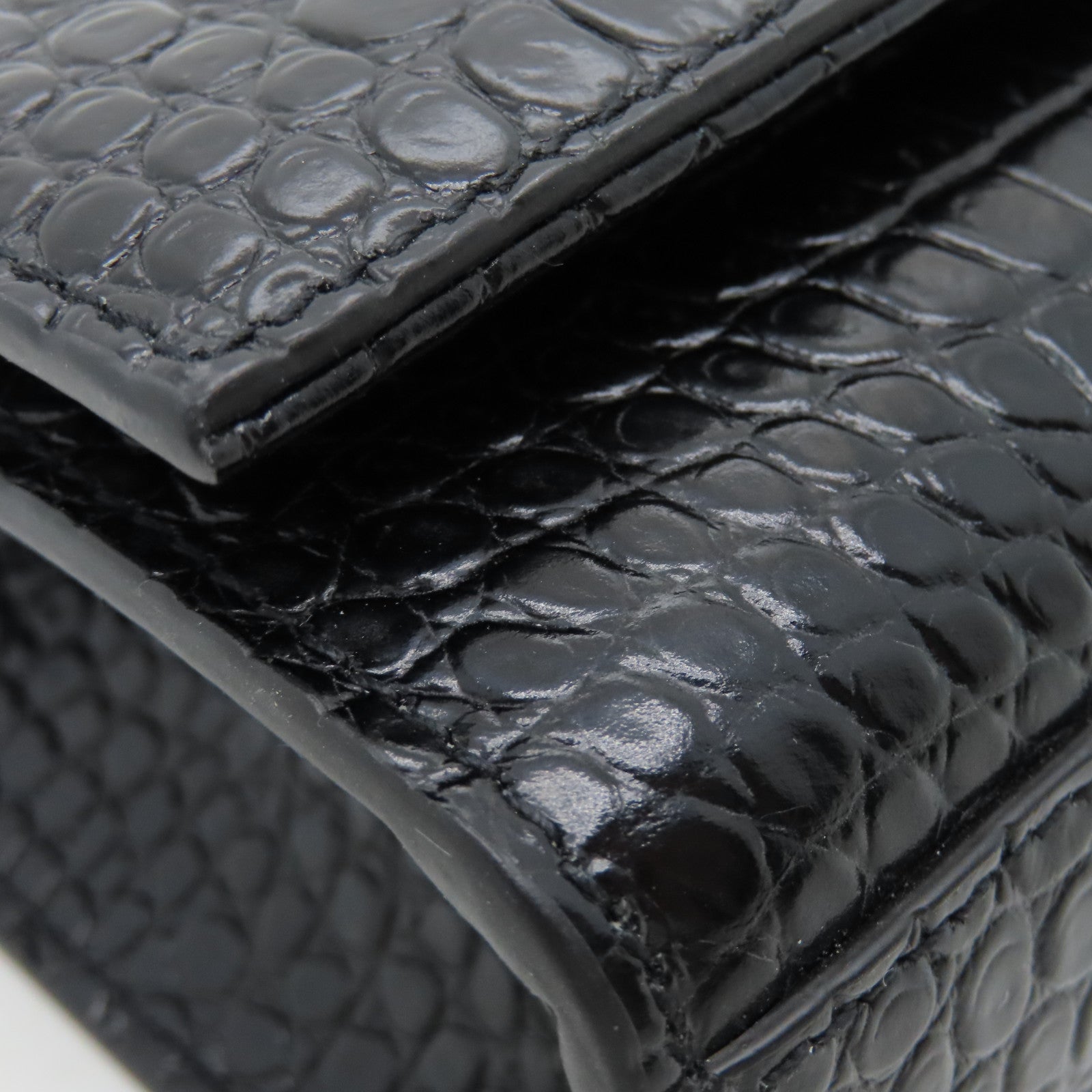 YVES SAINT LAURENT Calf Leather Kate Small Chain Bag Silver Buckle Chain Strap Shoulder Bag Black