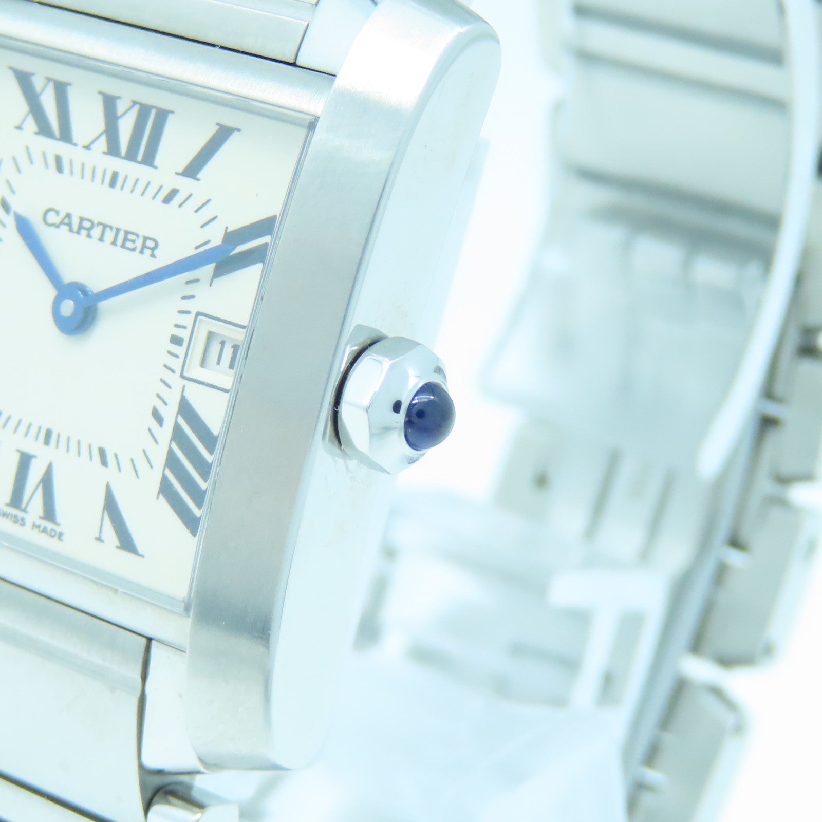 CARTIER Tank Francaise不鏽鋼手錶石英機芯白色