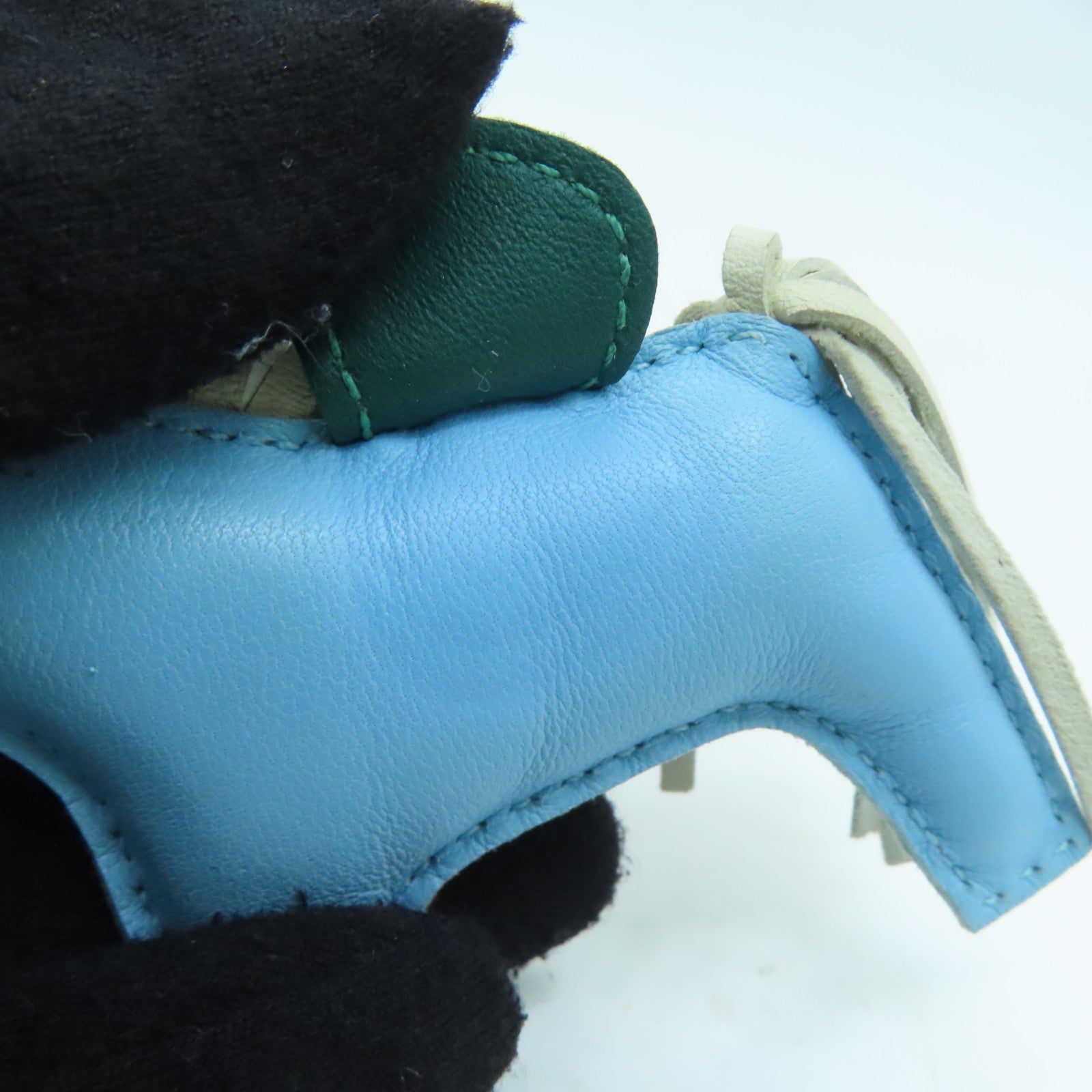 HERMES Leather Rodeo PM Charm Blue/Green/White