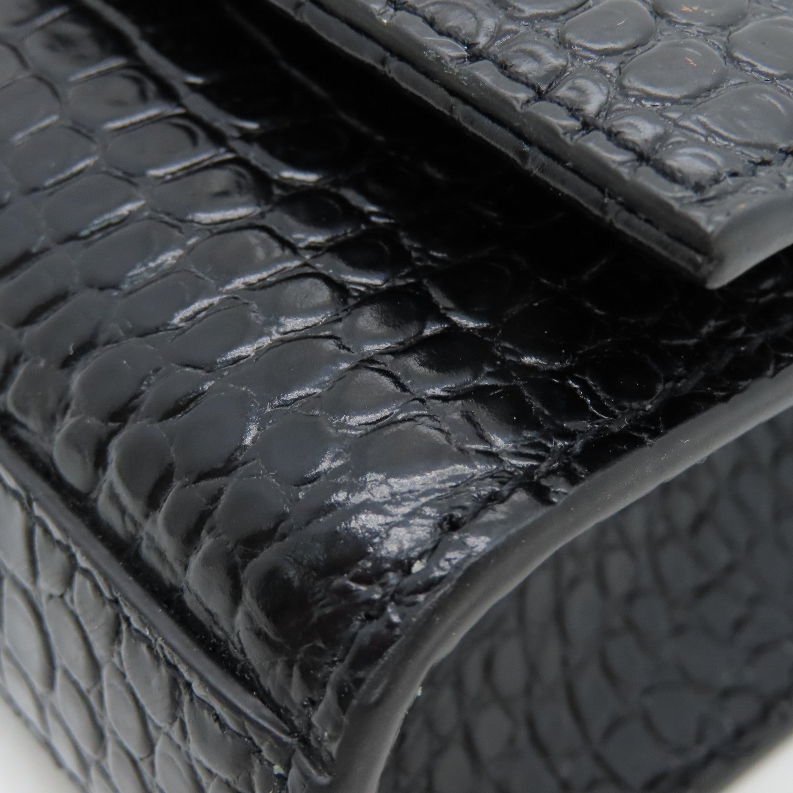 YVES SAINT LAURENT Calf Leather Kate Small Chain Bag Silver Buckle Chain Strap Shoulder Bag Black