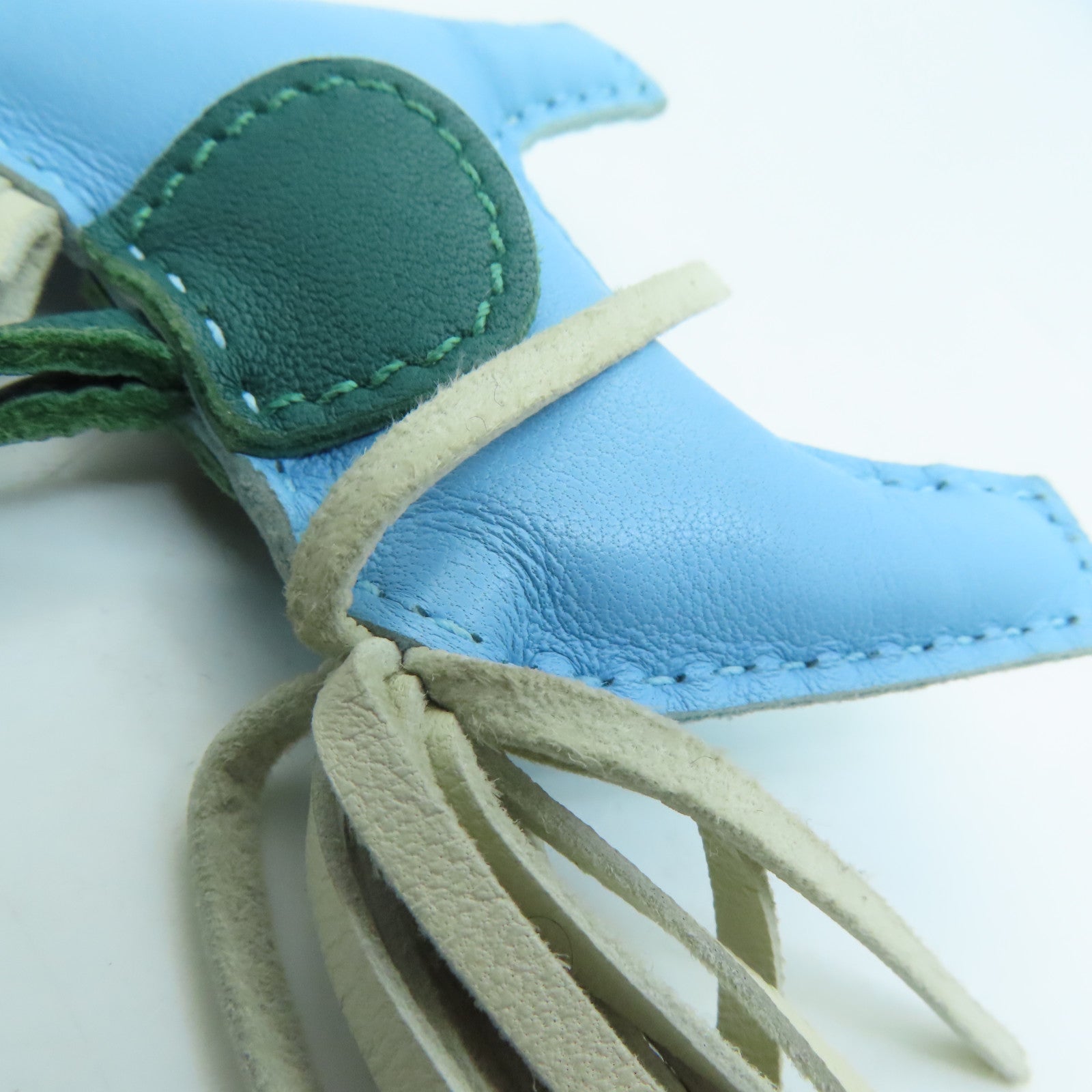 HERMES Leather Rodeo PM Charm Blue/Green/White