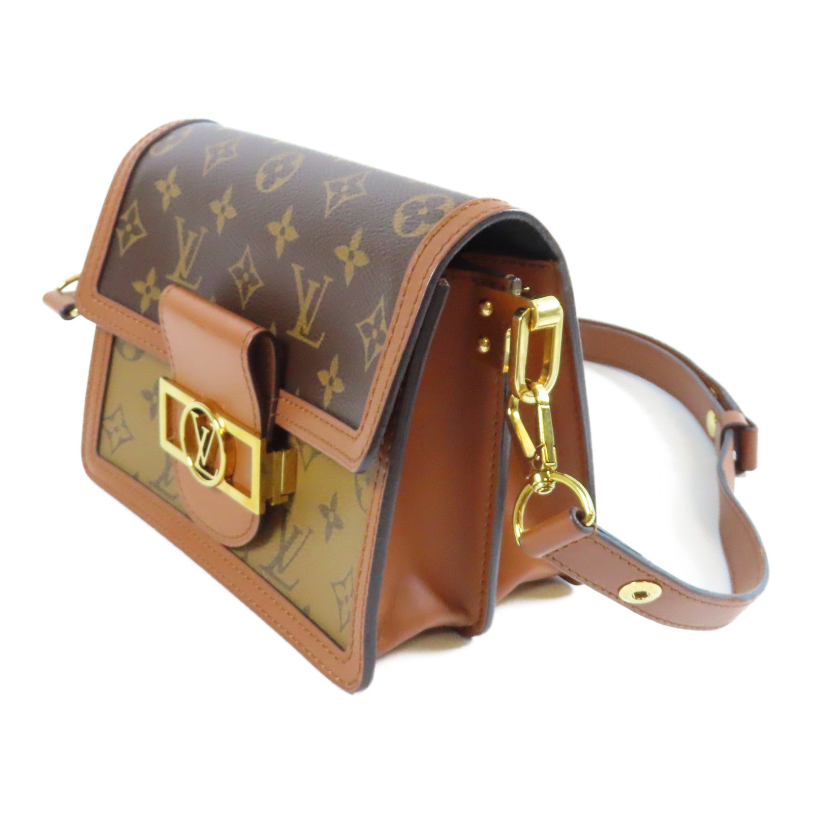 LOUIS VUITTON Monogram Reverse Mini Dauphino金扣肩背袋啡色