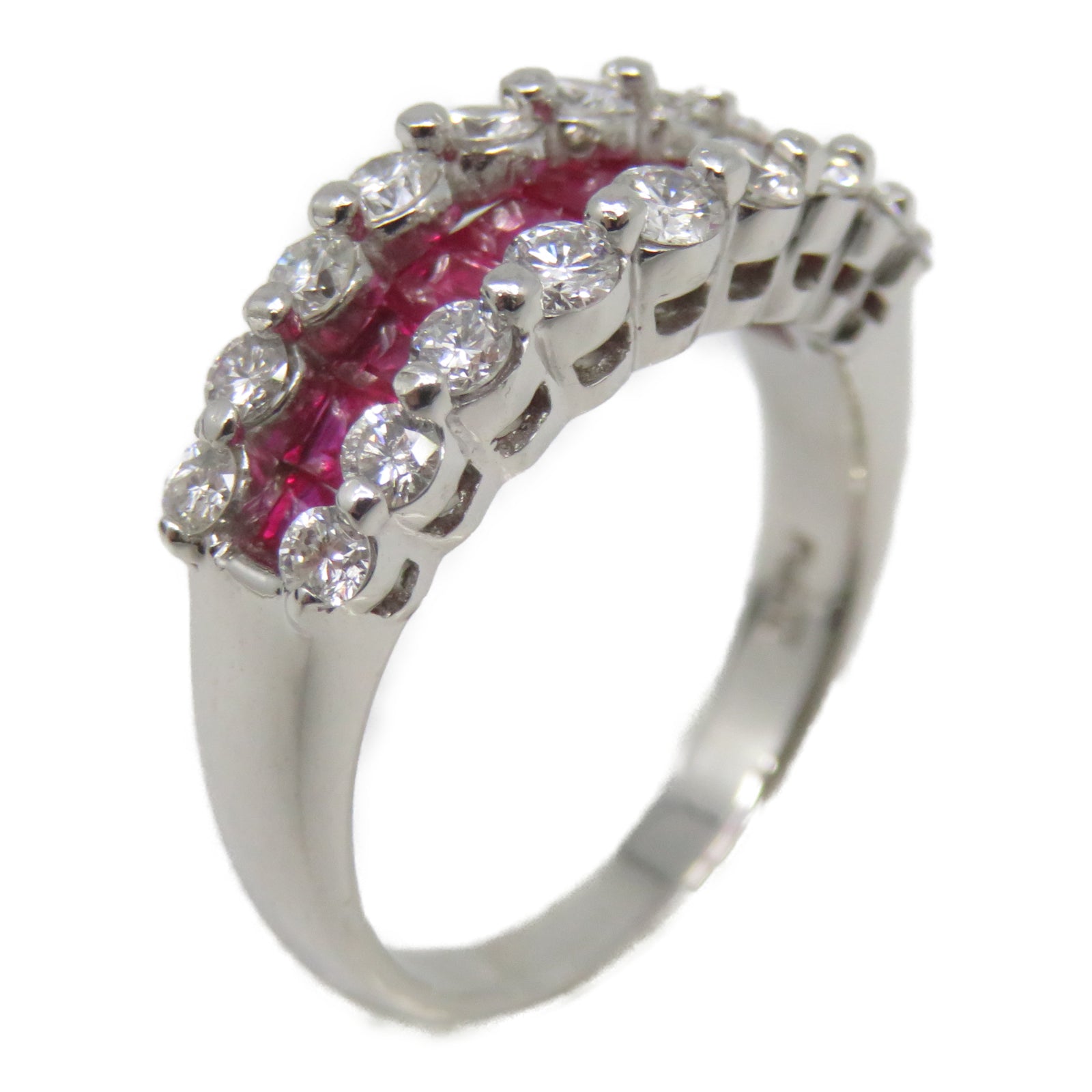 JEWELRY PT900白金Ruby Ring 1.06ct红宝石0.72ct钻石戒指US#5.5