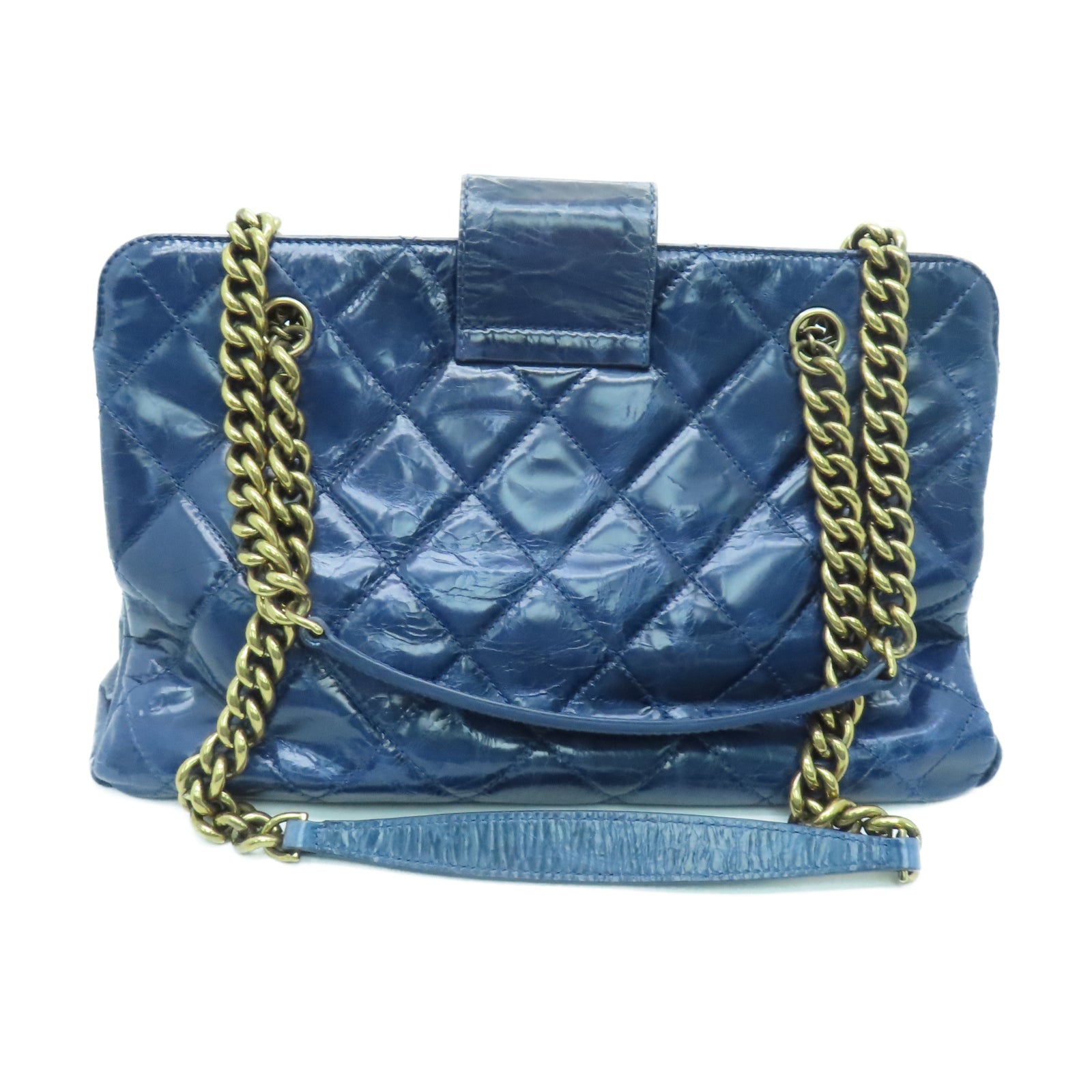 CHANEL 【激減優惠】牛皮皮革Shoulder Bag金扣鏈帶肩背袋藍色