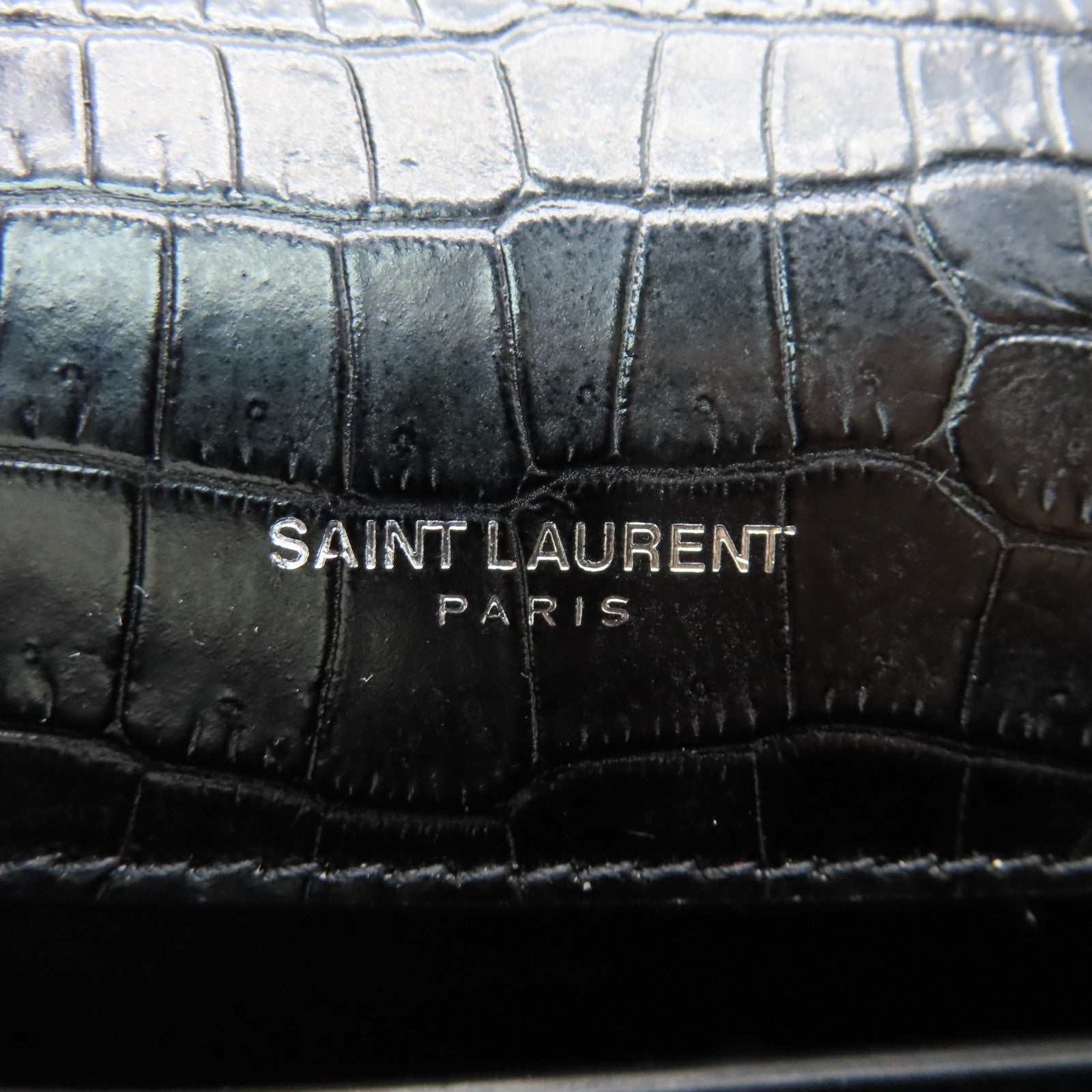 YVES SAINT LAURENT Calf Leather Kate Small Chain Bag Silver Buckle Chain Strap Shoulder Bag Black