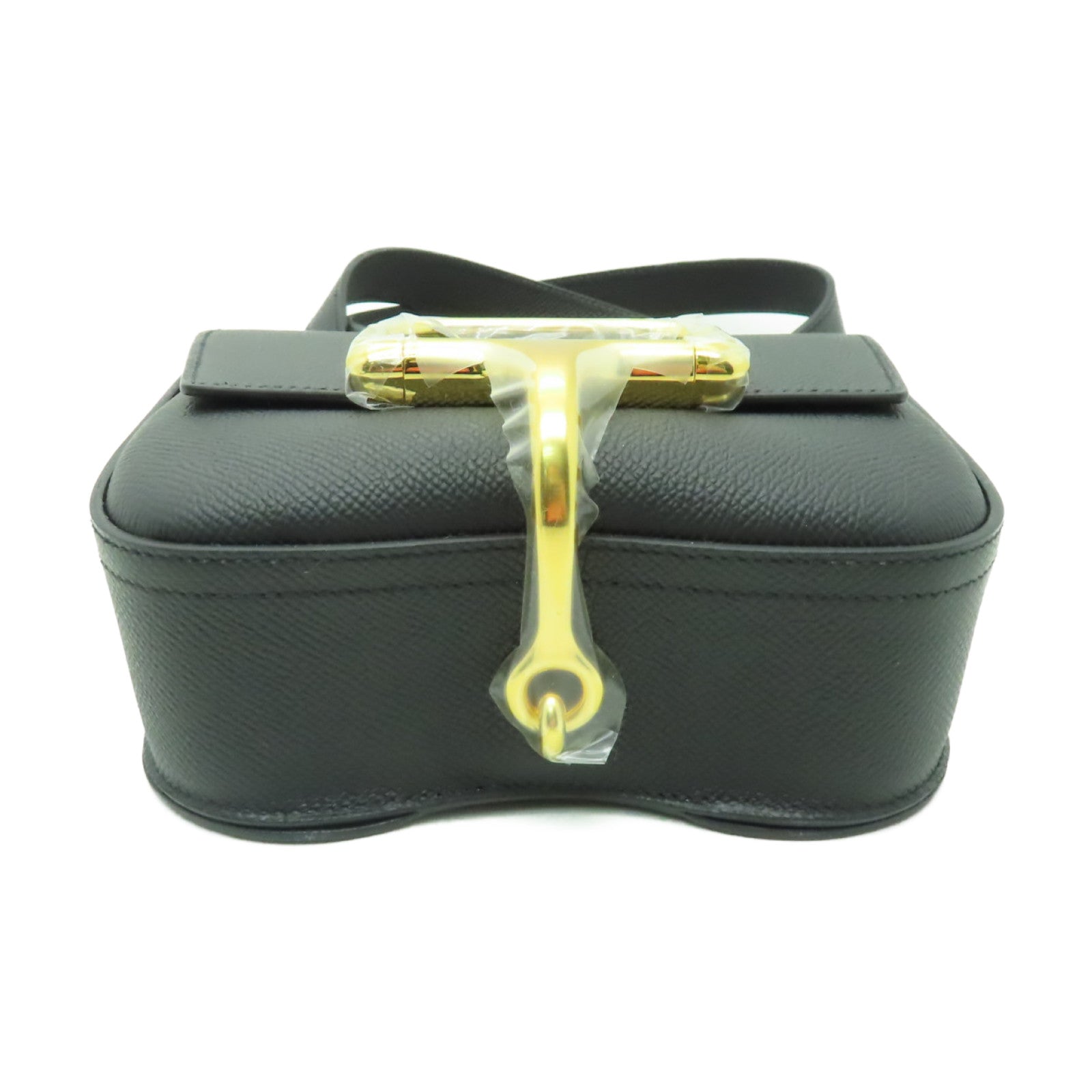 HERMES Veau Epsom皮革Della Cavalleria Mini金扣肩背袋黑色