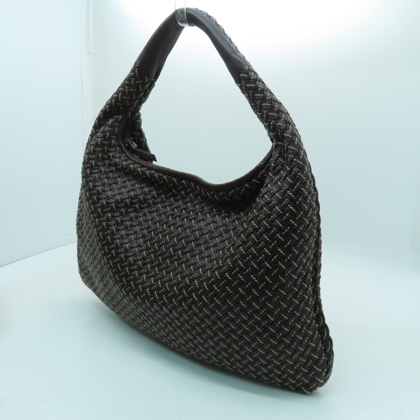 BOTTEGA VENETA 织纹皮革Shoulder Bag肩背袋啡色