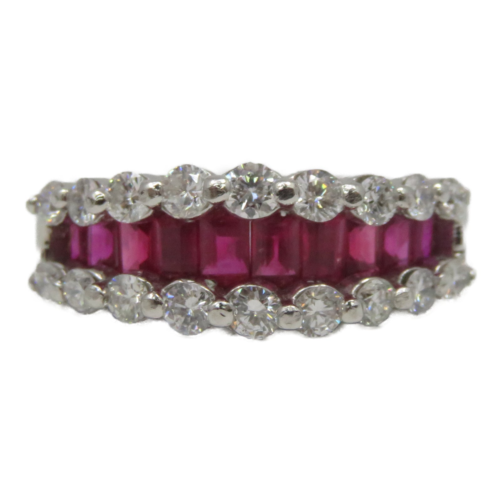 JEWELRY PT900白金Ruby Ring 1.06ct红宝石0.72ct钻石戒指US#5.5