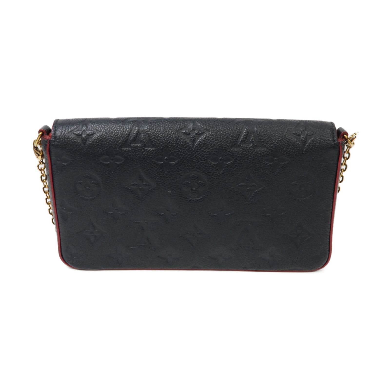 LOUIS VUITTON Monogram Empreinte Felicie Pochette金扣鏈帶肩背袋深藍色