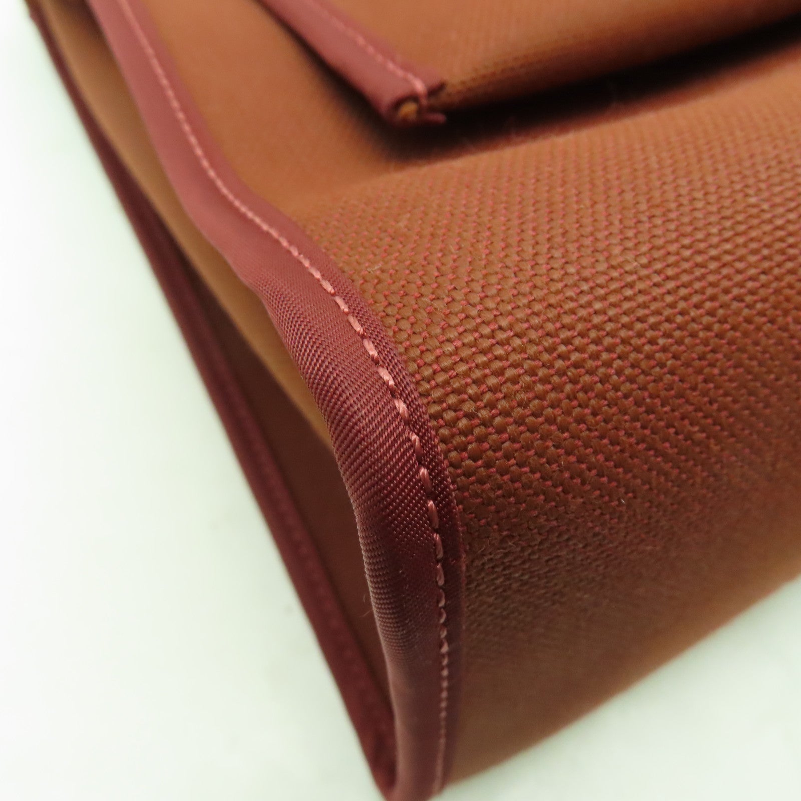 HERMES 帆布Herbag PM銀扣手挽肩背兩用袋愛馬仕紅色