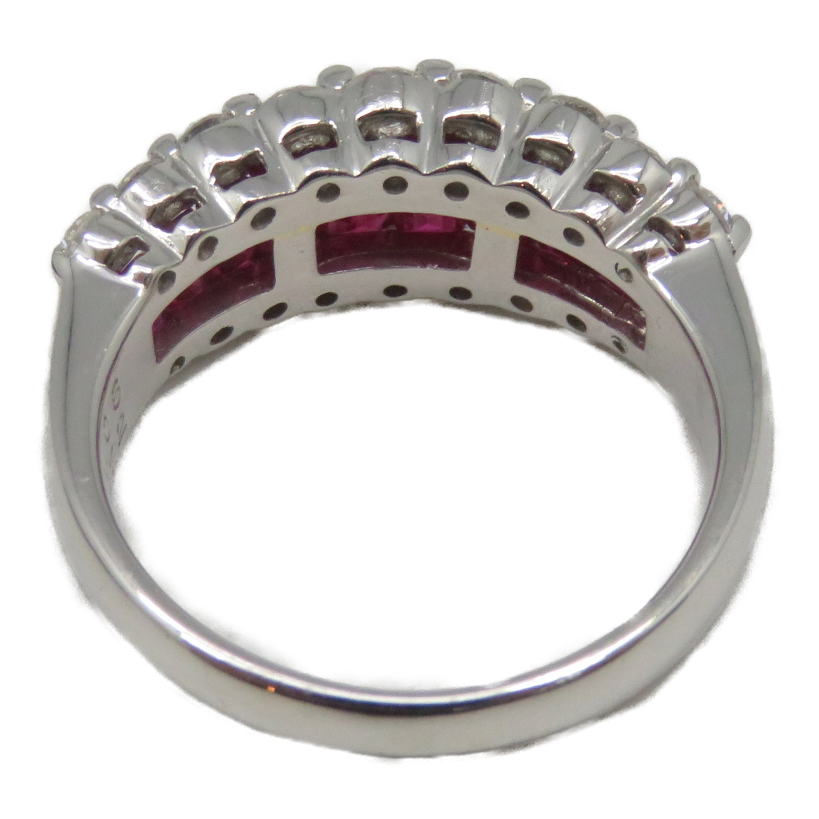 JEWELRY PT900白金Ruby Ring 1.06ct红宝石0.72ct钻石戒指US#5.5