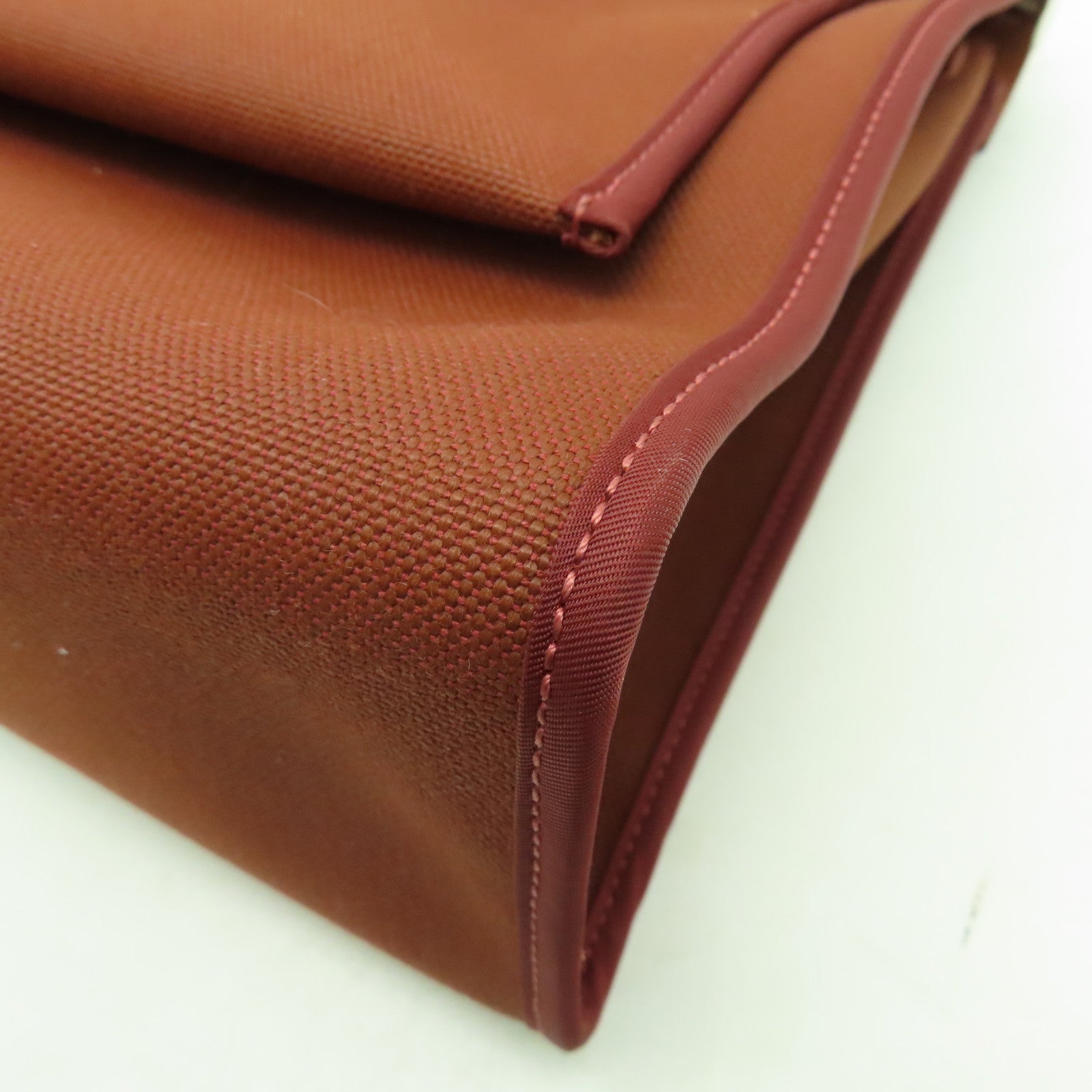 HERMES 帆布Herbag PM銀扣手挽肩背兩用袋愛馬仕紅色