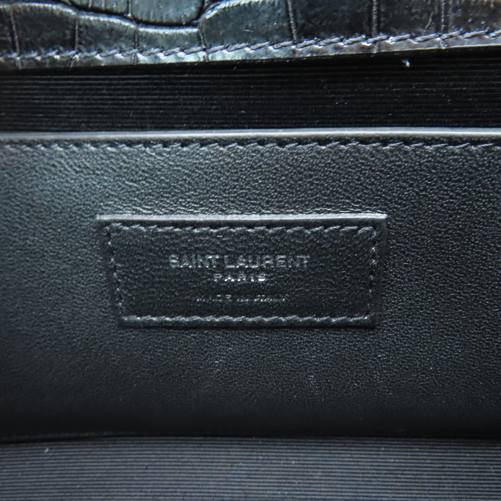 YVES SAINT LAURENT Calf Leather Kate Small Chain Bag Silver Buckle Chain Strap Shoulder Bag Black