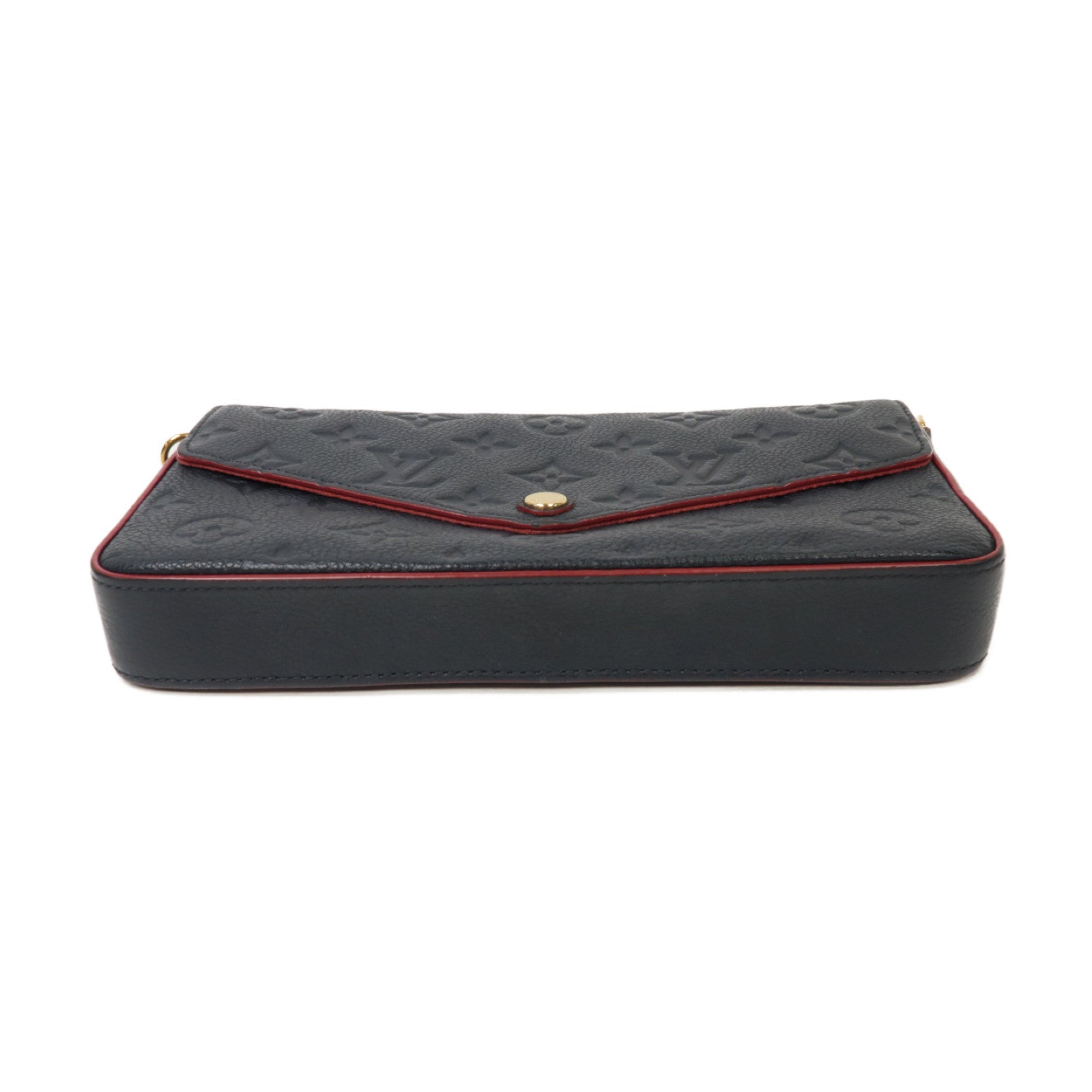 LOUIS VUITTON Monogram Empreinte Felicie Pochette金扣鏈帶肩背袋深藍色