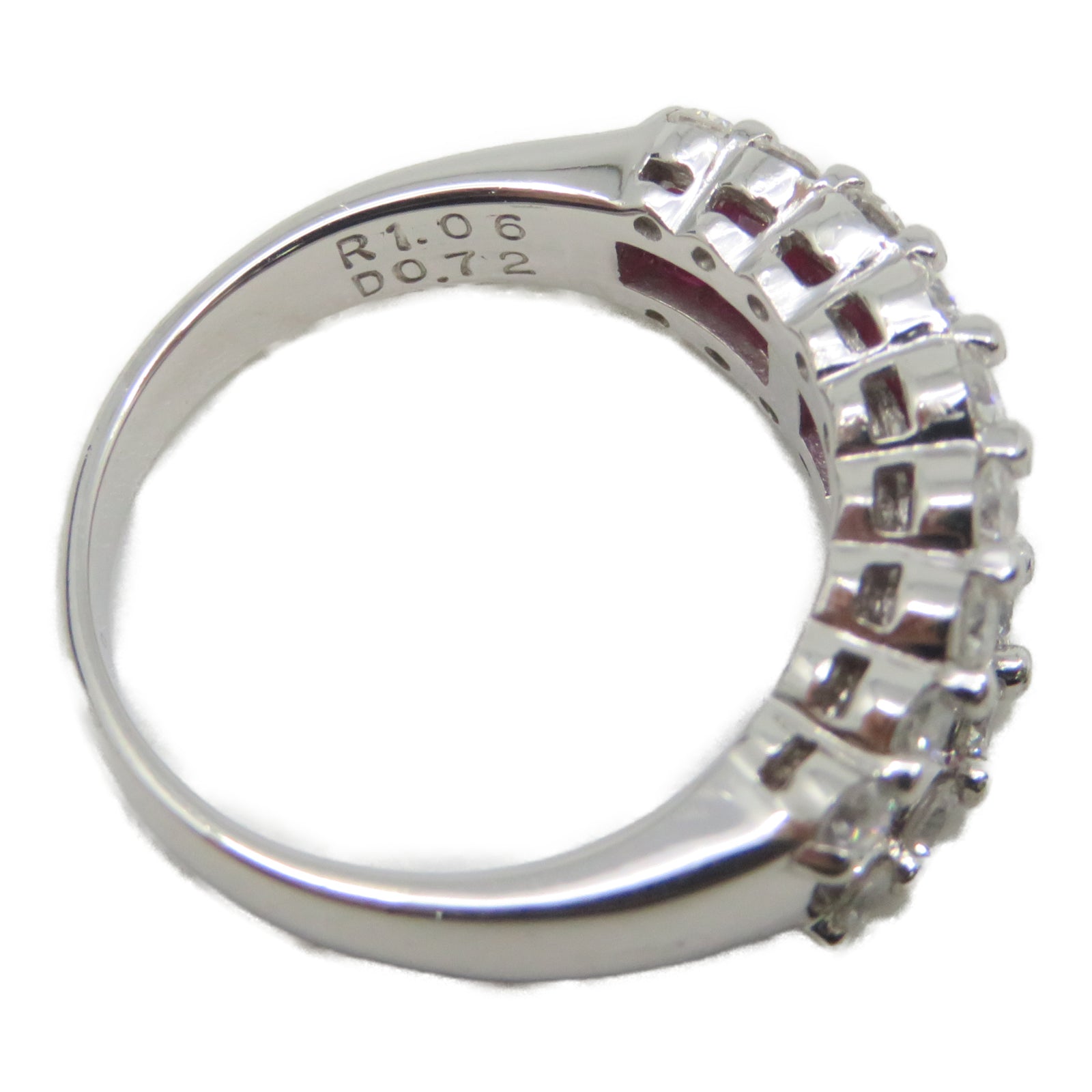 JEWELRY PT900白金Ruby Ring 1.06ct红宝石0.72ct钻石戒指US#5.5
