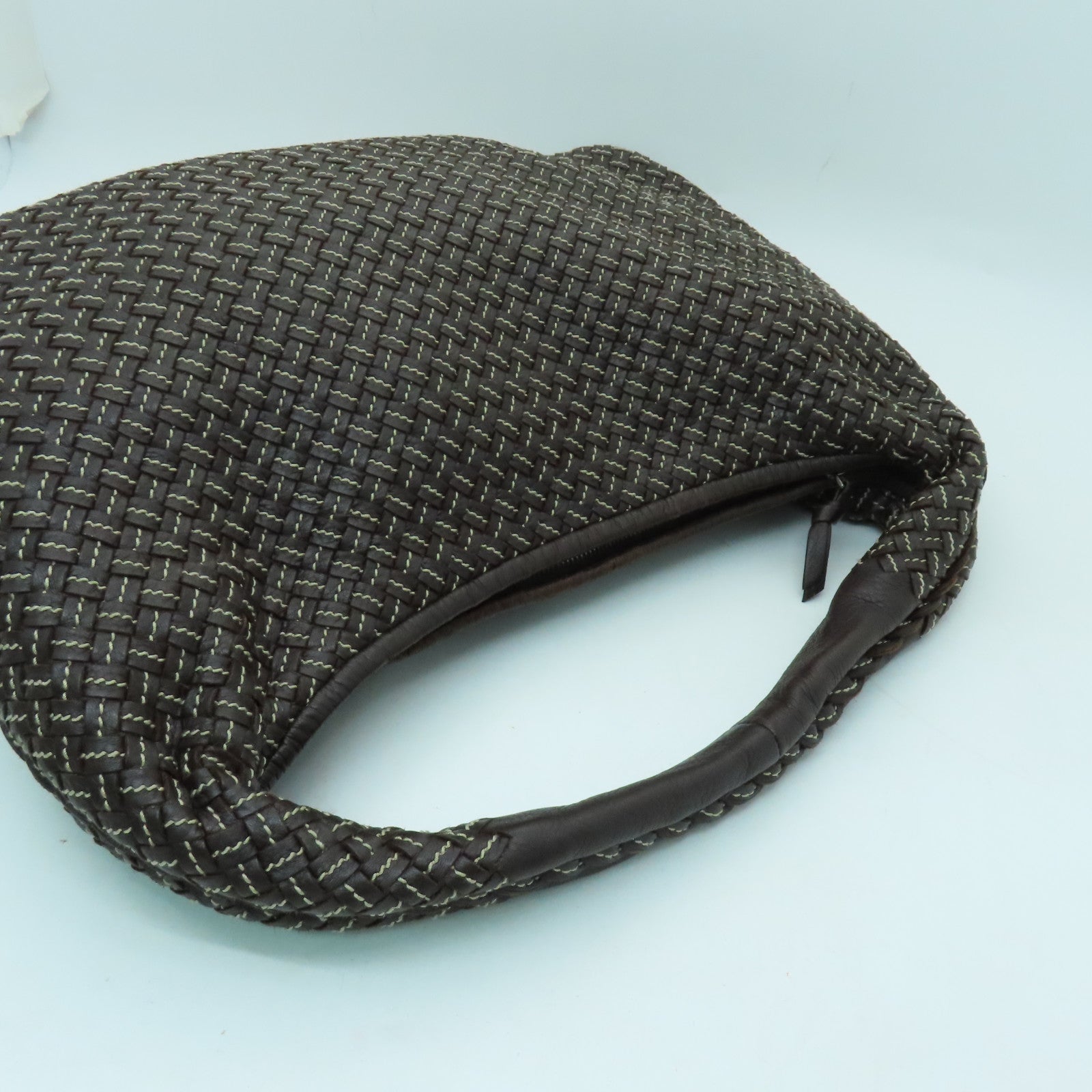 BOTTEGA VENETA 织纹皮革Shoulder Bag肩背袋啡色