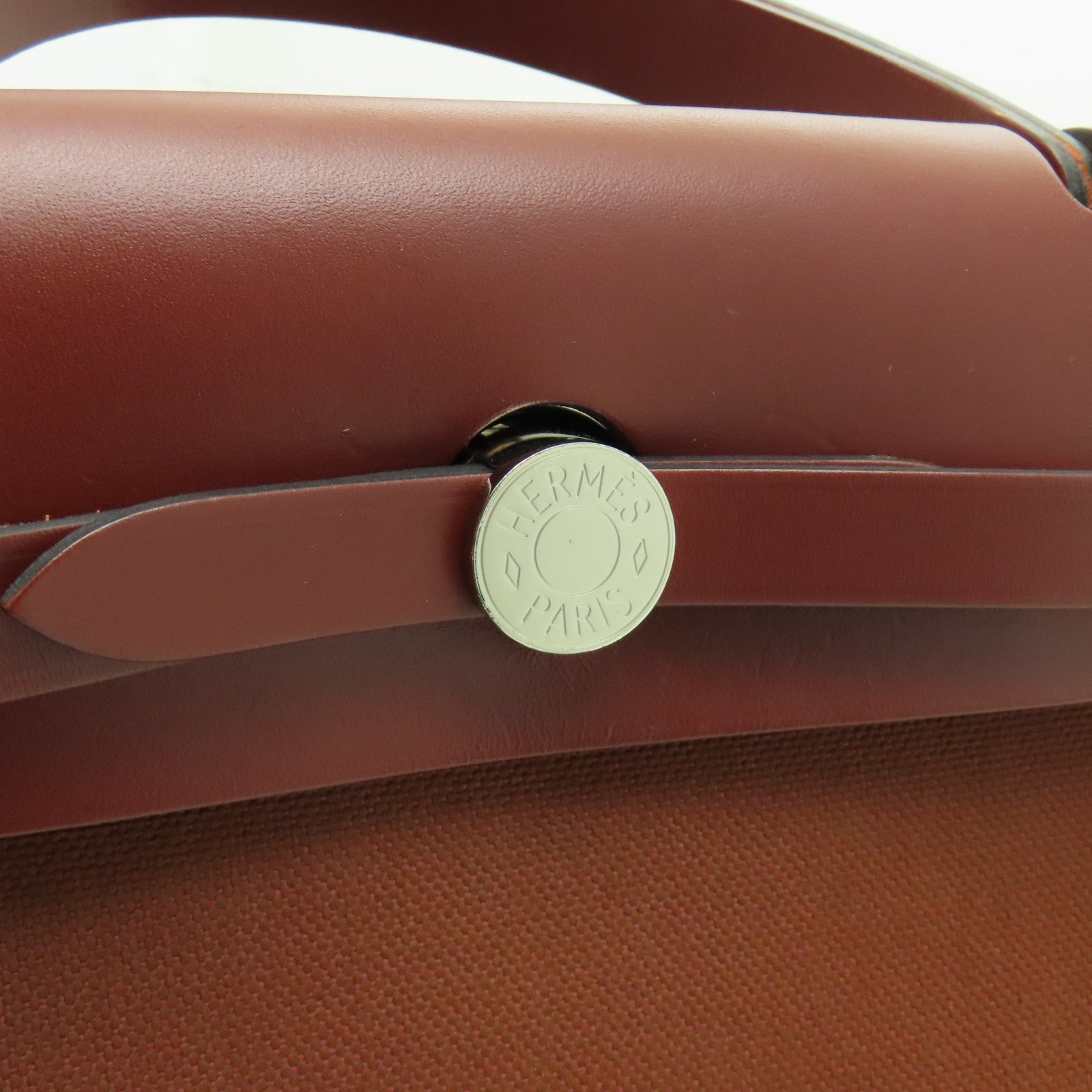 HERMES 帆布Herbag PM銀扣手挽肩背兩用袋愛馬仕紅色