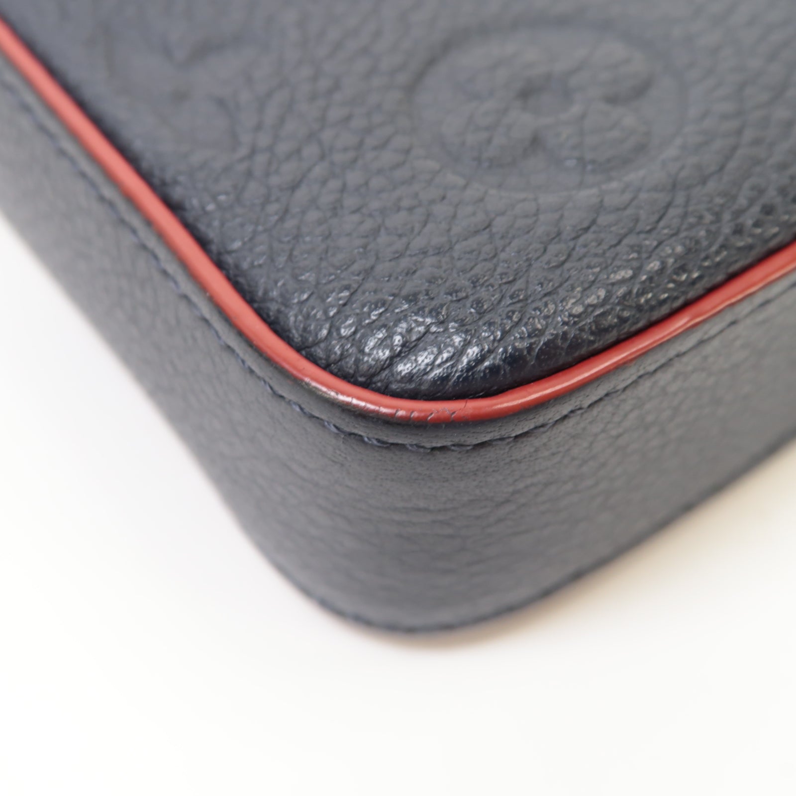 LOUIS VUITTON Monogram Empreinte Felicie Pochette金扣鏈帶肩背袋深藍色