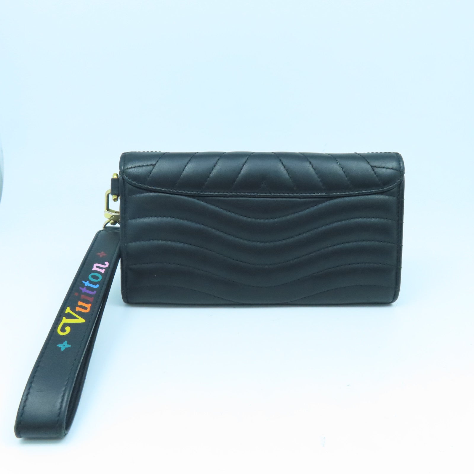 LOUIS VUITTON 牛皮皮革New Wave Long Wallet金扣長錢包黑色