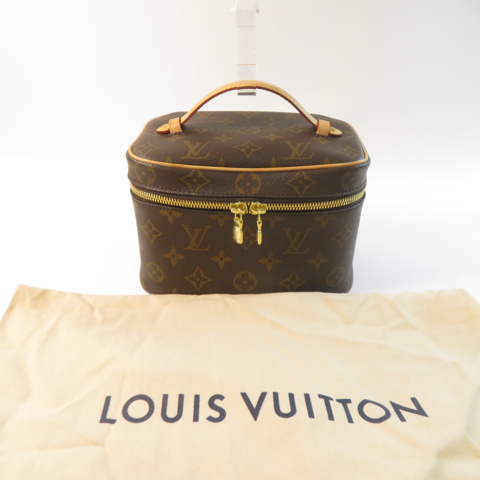 LOUIS VUITTON Monogram Nice Mini Toiletry金扣化妝袋啡色