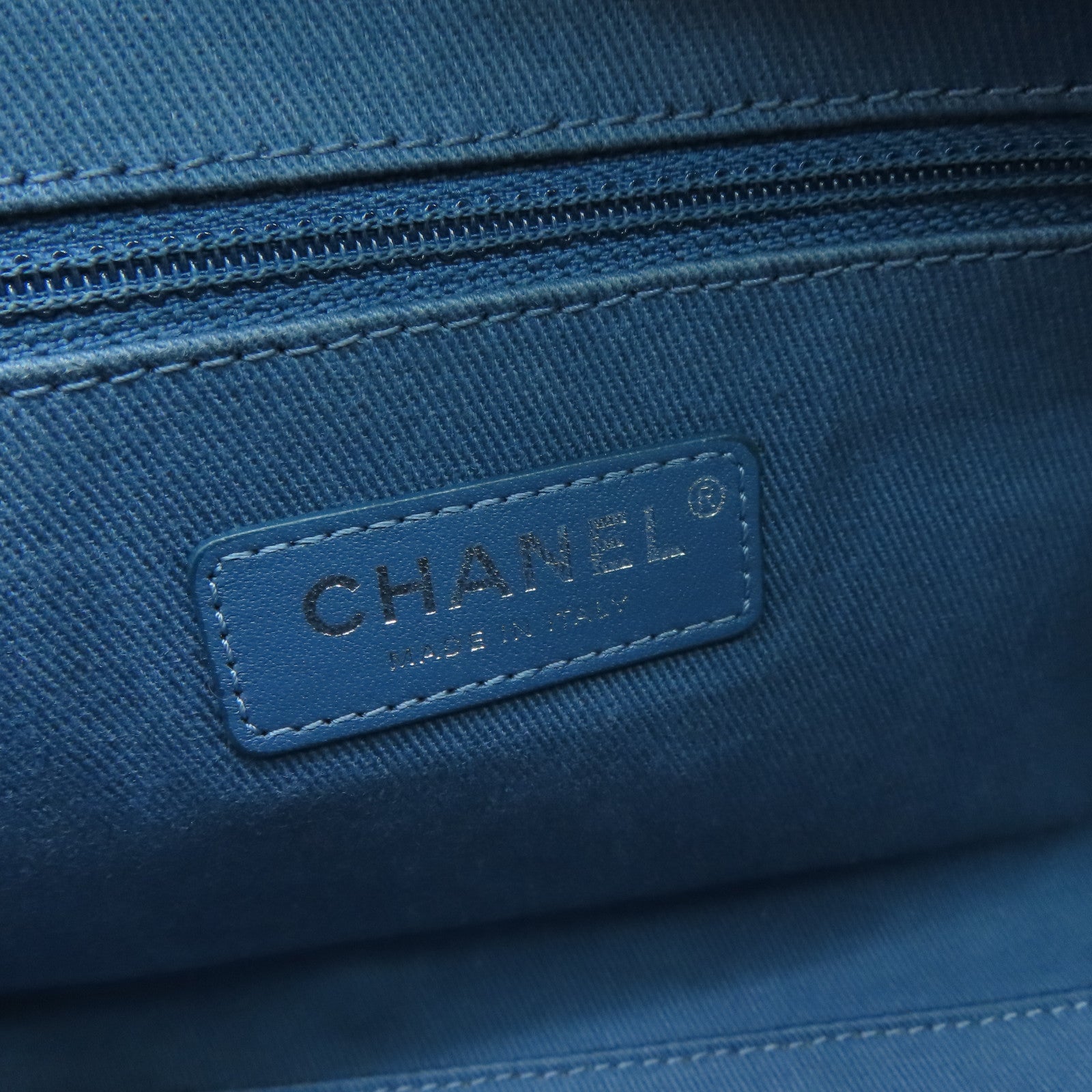 CHANEL 【激减优惠】菱格Caivar皮革2 Way Shoulder银扣手挽肩背两用袋蓝色