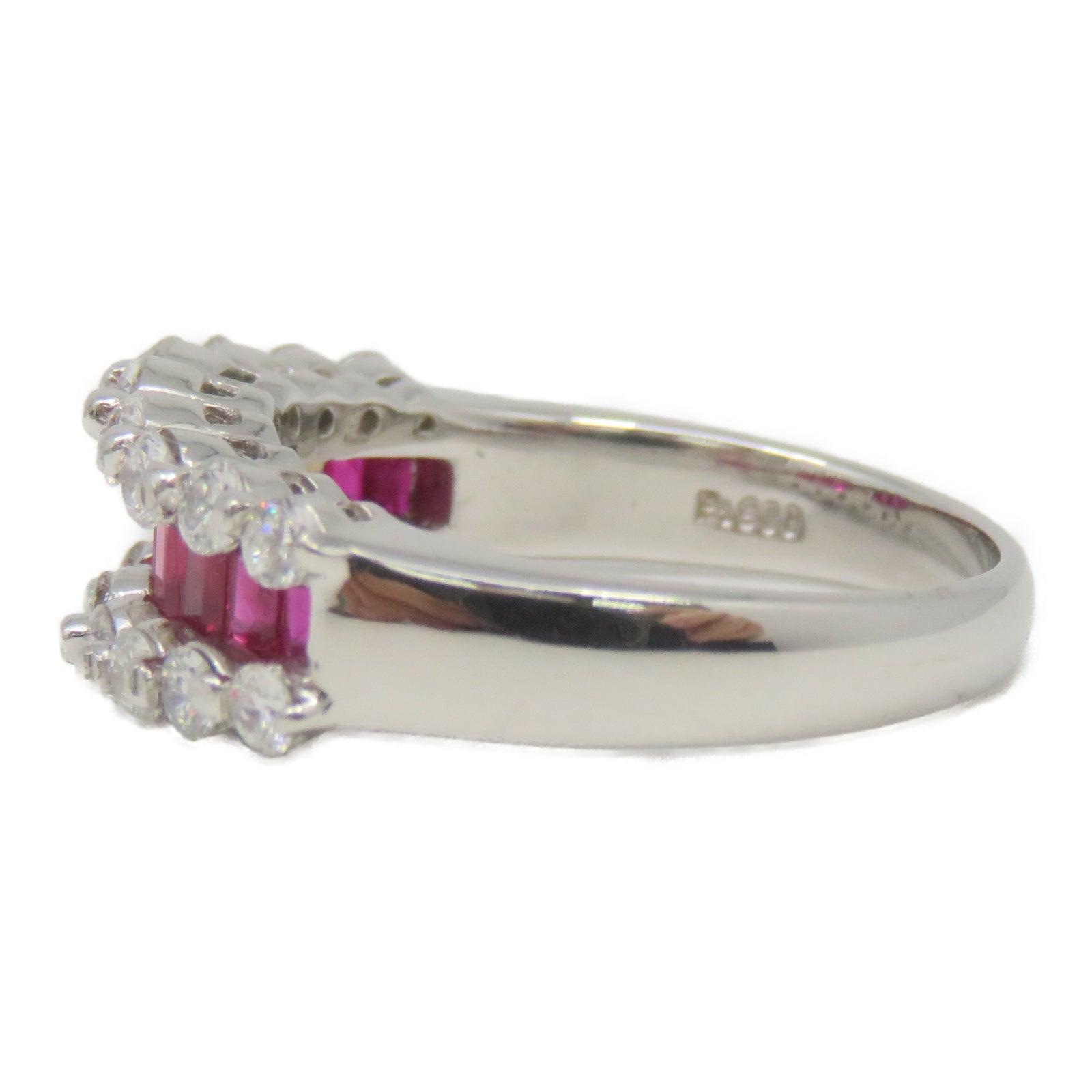 JEWELRY PT900白金Ruby Ring 1.06ct红宝石0.72ct钻石戒指US#5.5