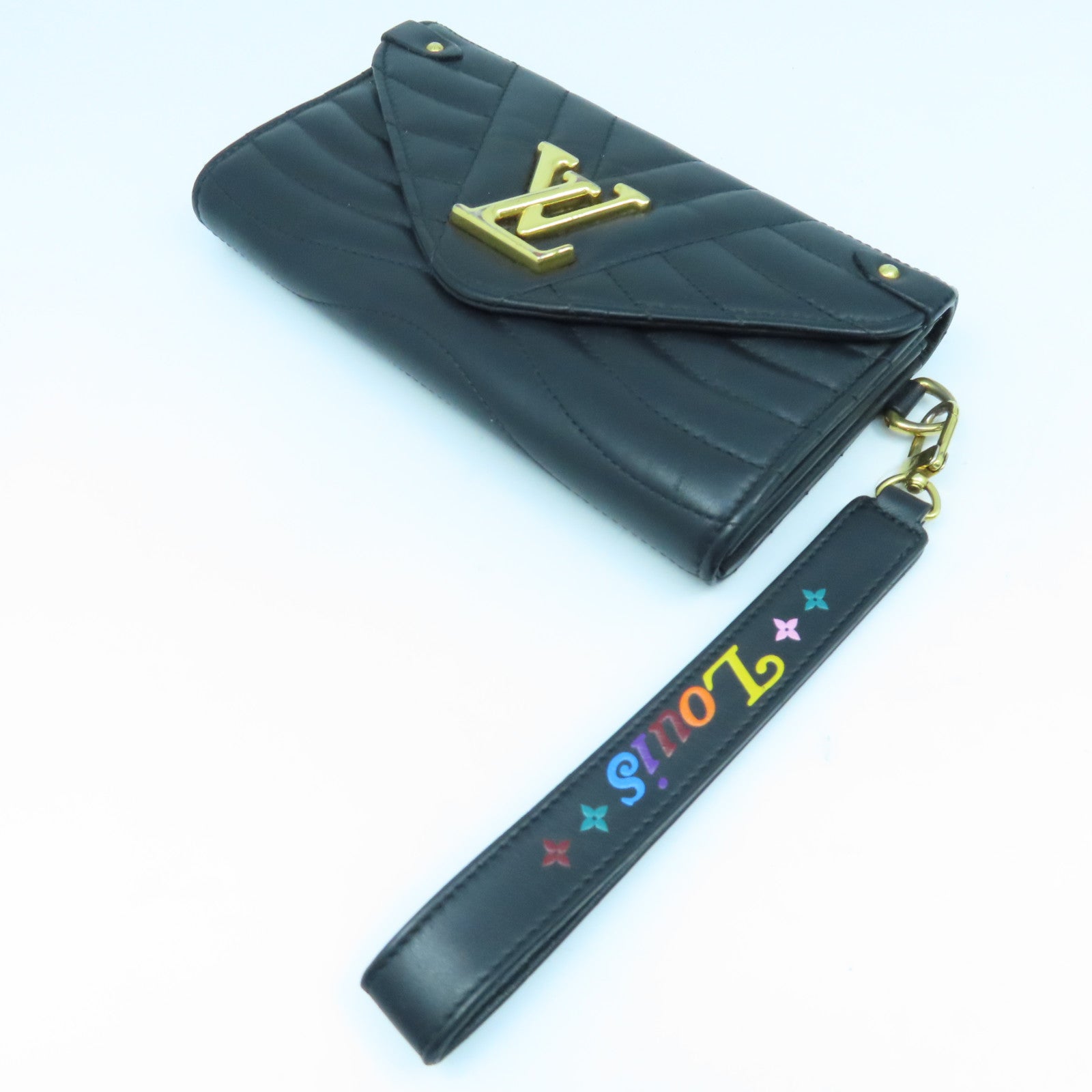 LOUIS VUITTON 牛皮皮革New Wave Long Wallet金扣長錢包黑色