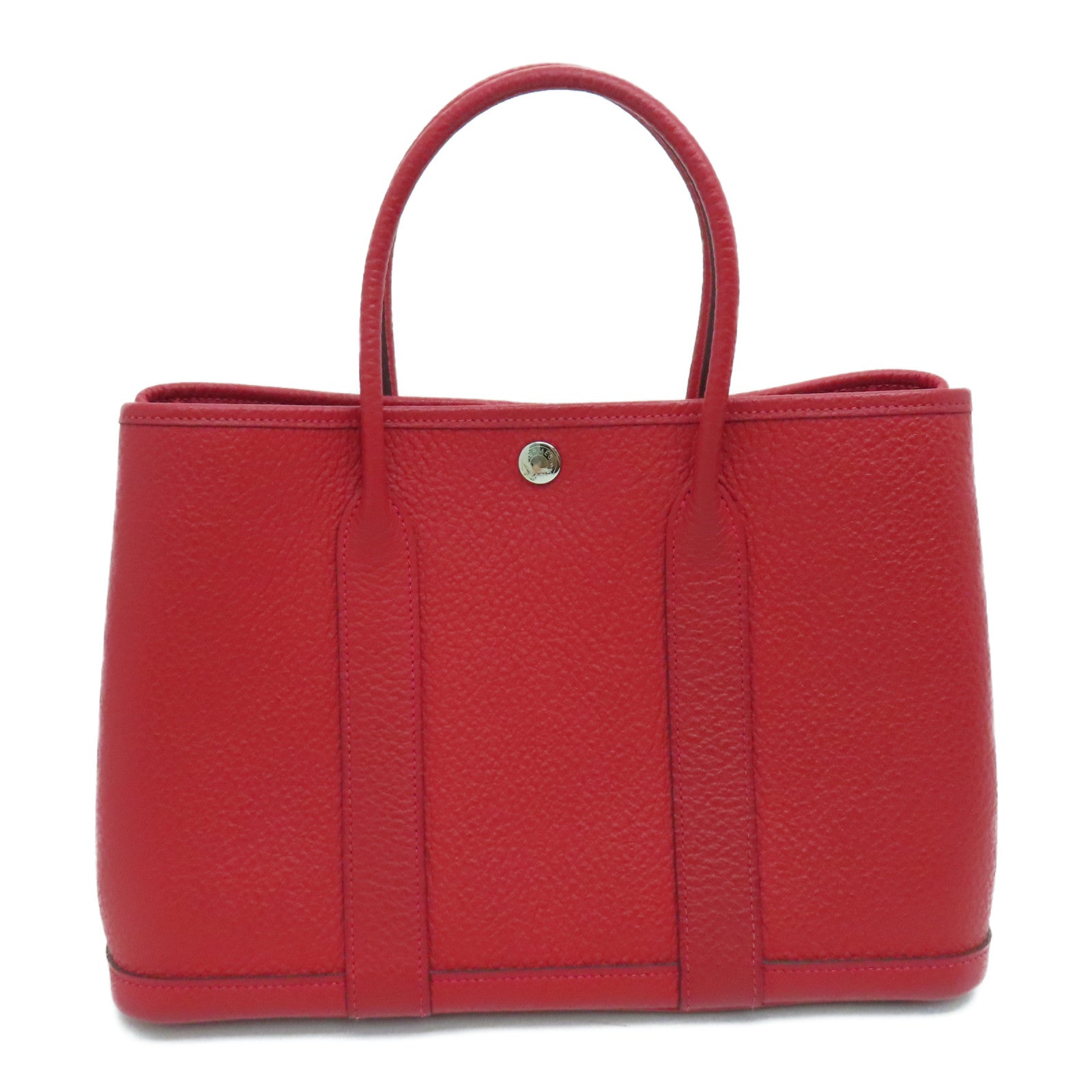 HERMES Country皮革Garden Party TPM银扣手挽袋红色Rouge Casaque Q5