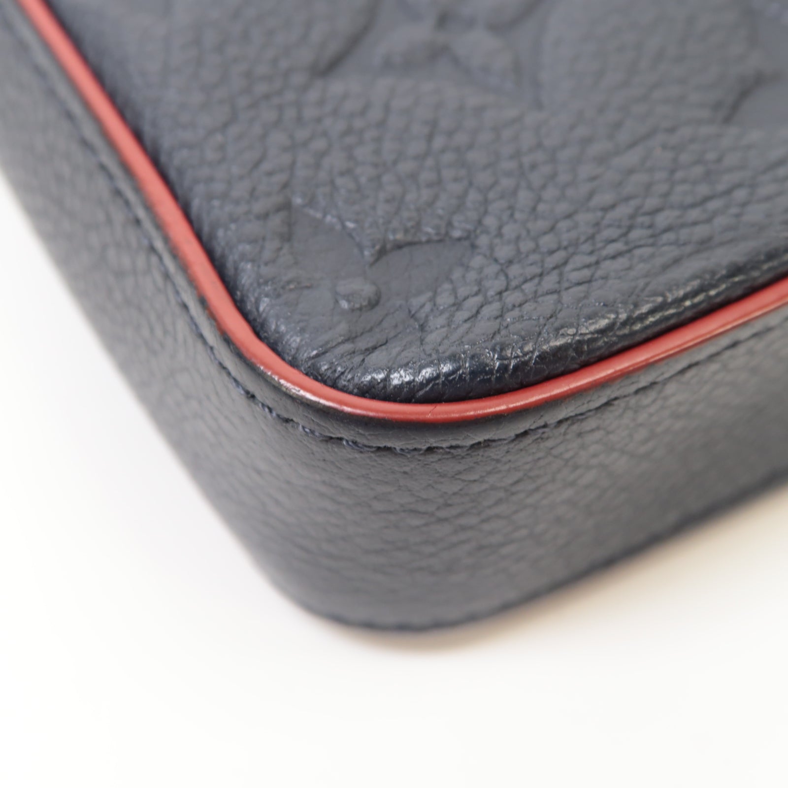LOUIS VUITTON Monogram Empreinte Felicie Pochette金扣鏈帶肩背袋深藍色