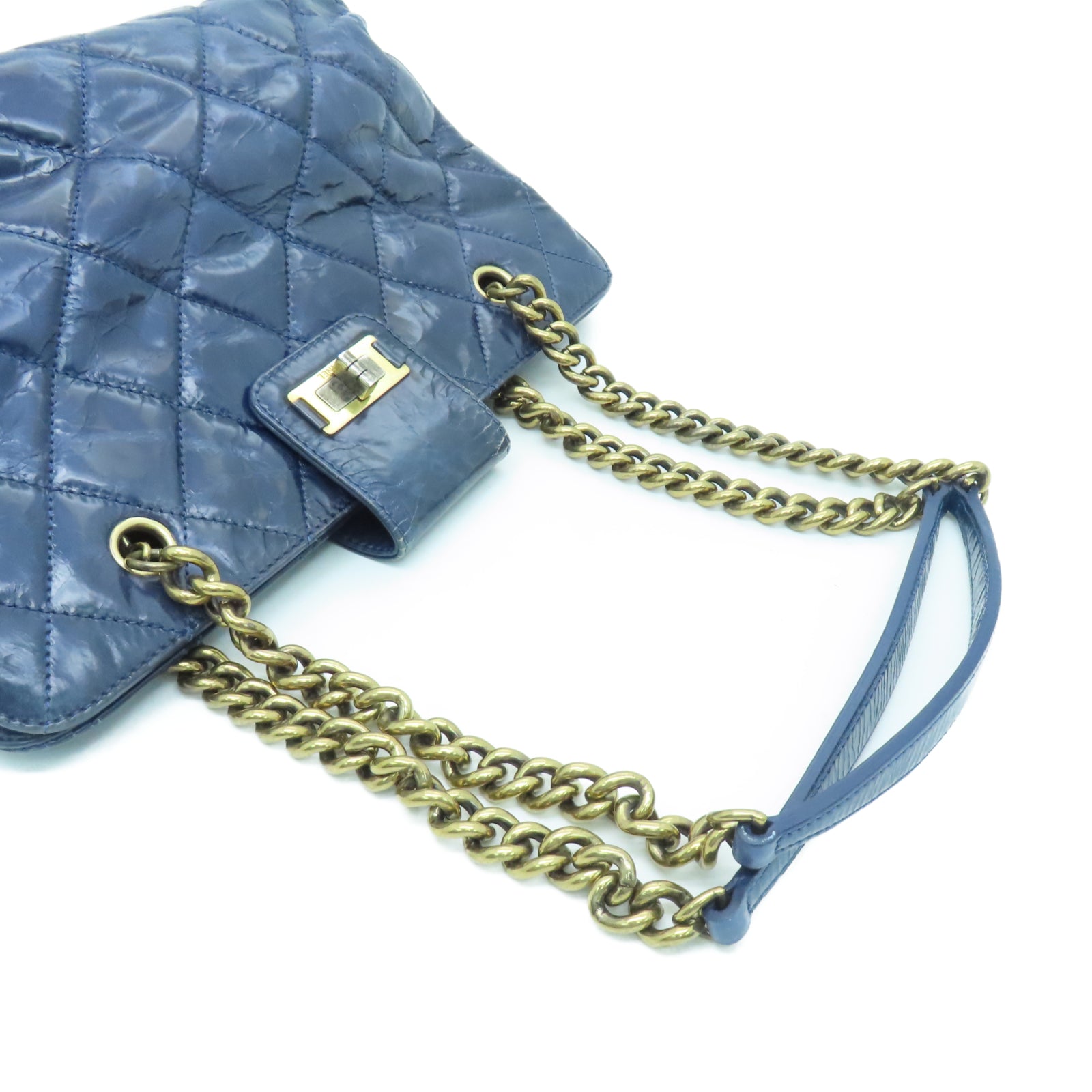CHANEL 【激減優惠】牛皮皮革Shoulder Bag金扣鏈帶肩背袋藍色