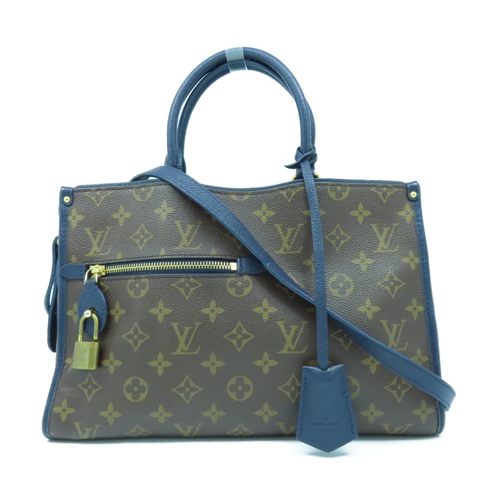 LOUIS VUITTON Monogram Popincourt MM金扣手挽肩背兩用袋啡色/藍色