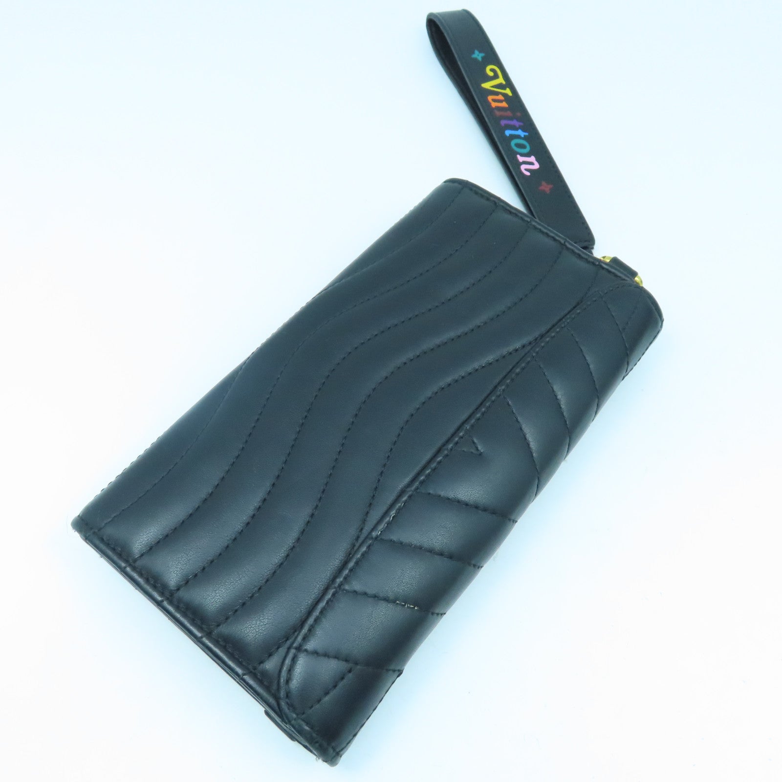 LOUIS VUITTON 牛皮皮革New Wave Long Wallet金扣長錢包黑色