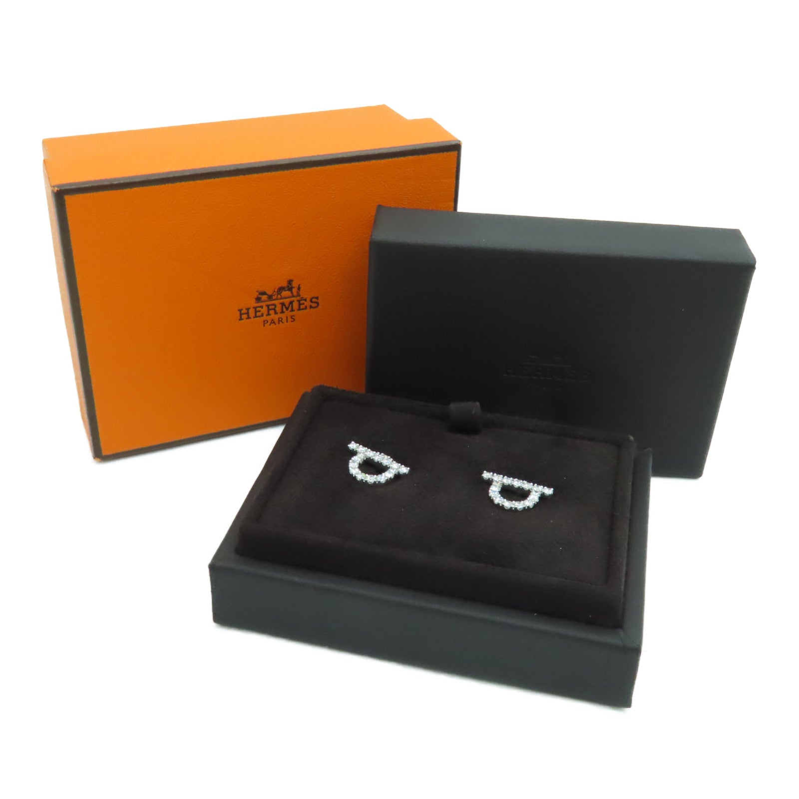 HERMES 18K白金Oreilles Finsse 0.92ct鑽石耳環