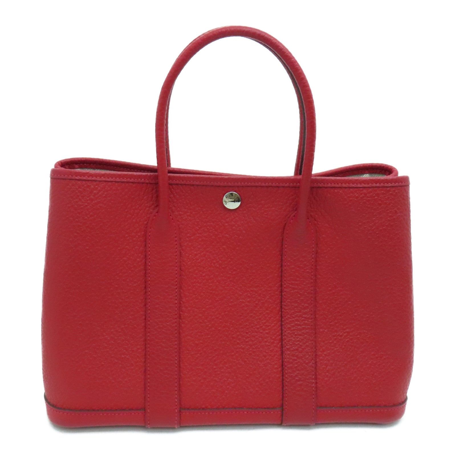 HERMES Country皮革Garden Party TPM银扣手挽袋红色Rouge Casaque Q5