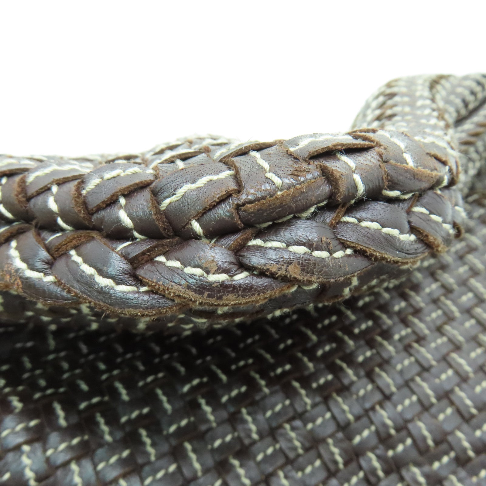 BOTTEGA VENETA 织纹皮革Shoulder Bag肩背袋啡色