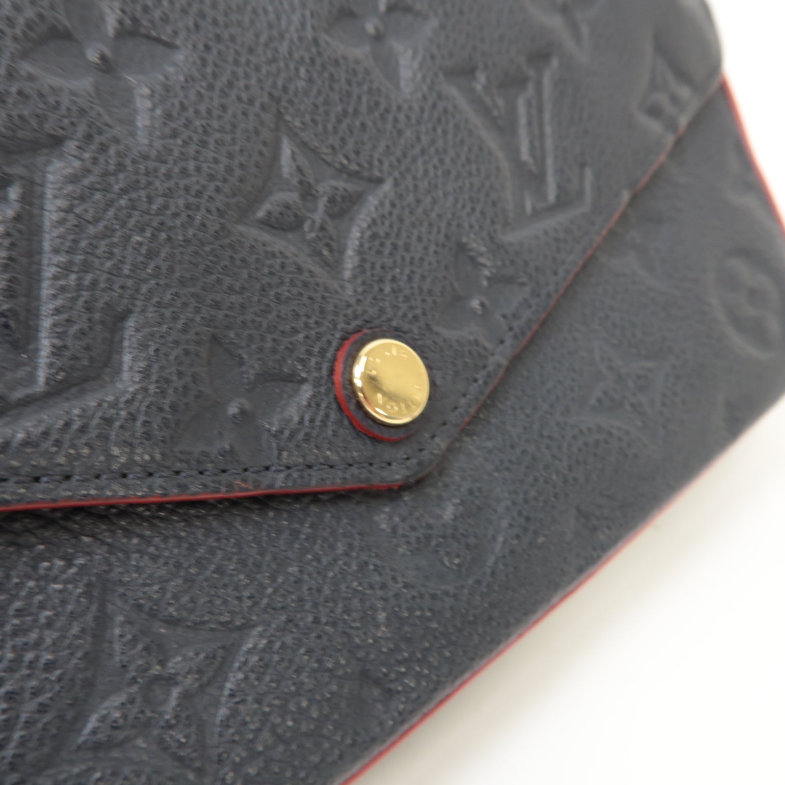 LOUIS VUITTON Monogram Empreinte Felicie Pochette金扣鏈帶肩背袋深藍色