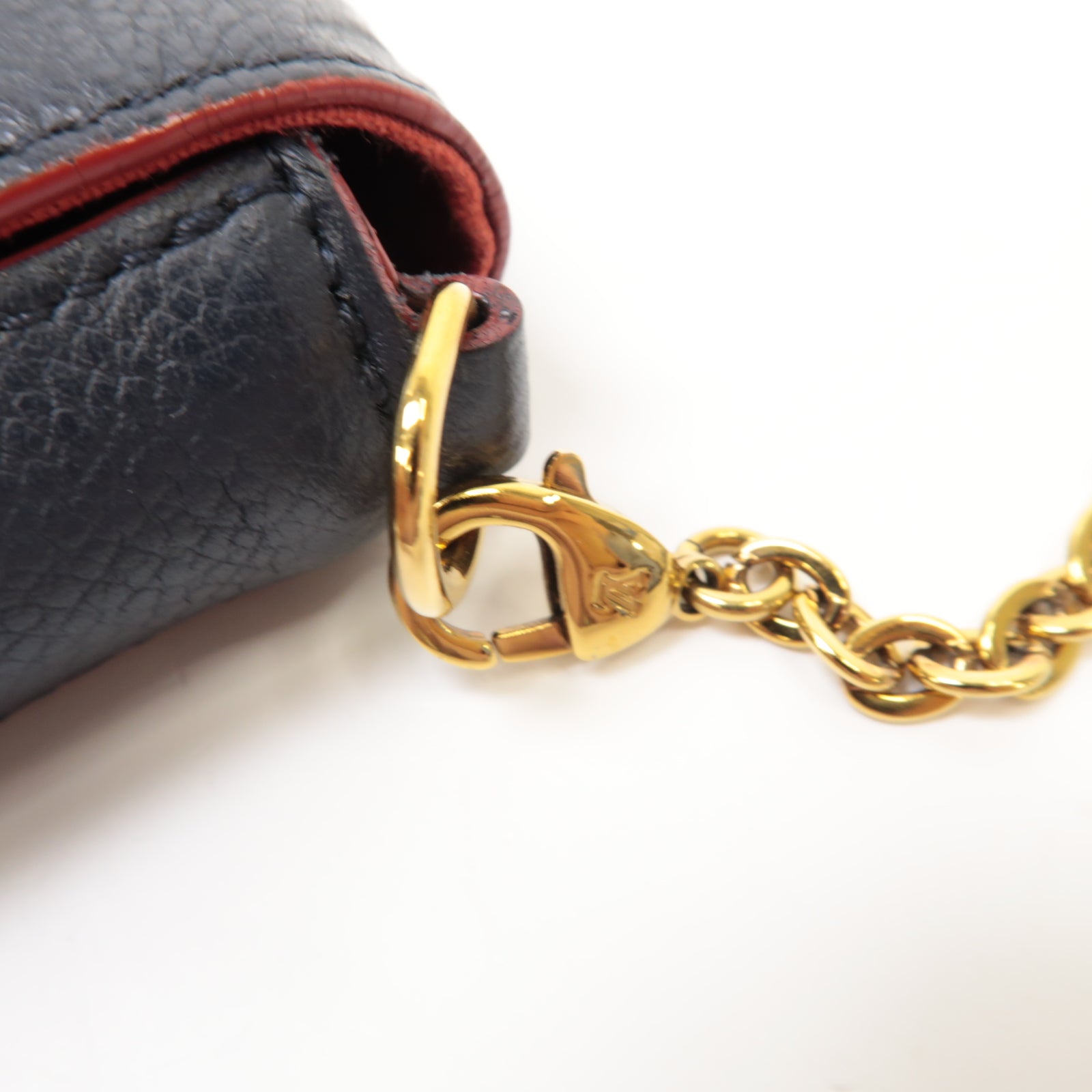 LOUIS VUITTON Monogram Empreinte Felicie Pochette金扣鏈帶肩背袋深藍色
