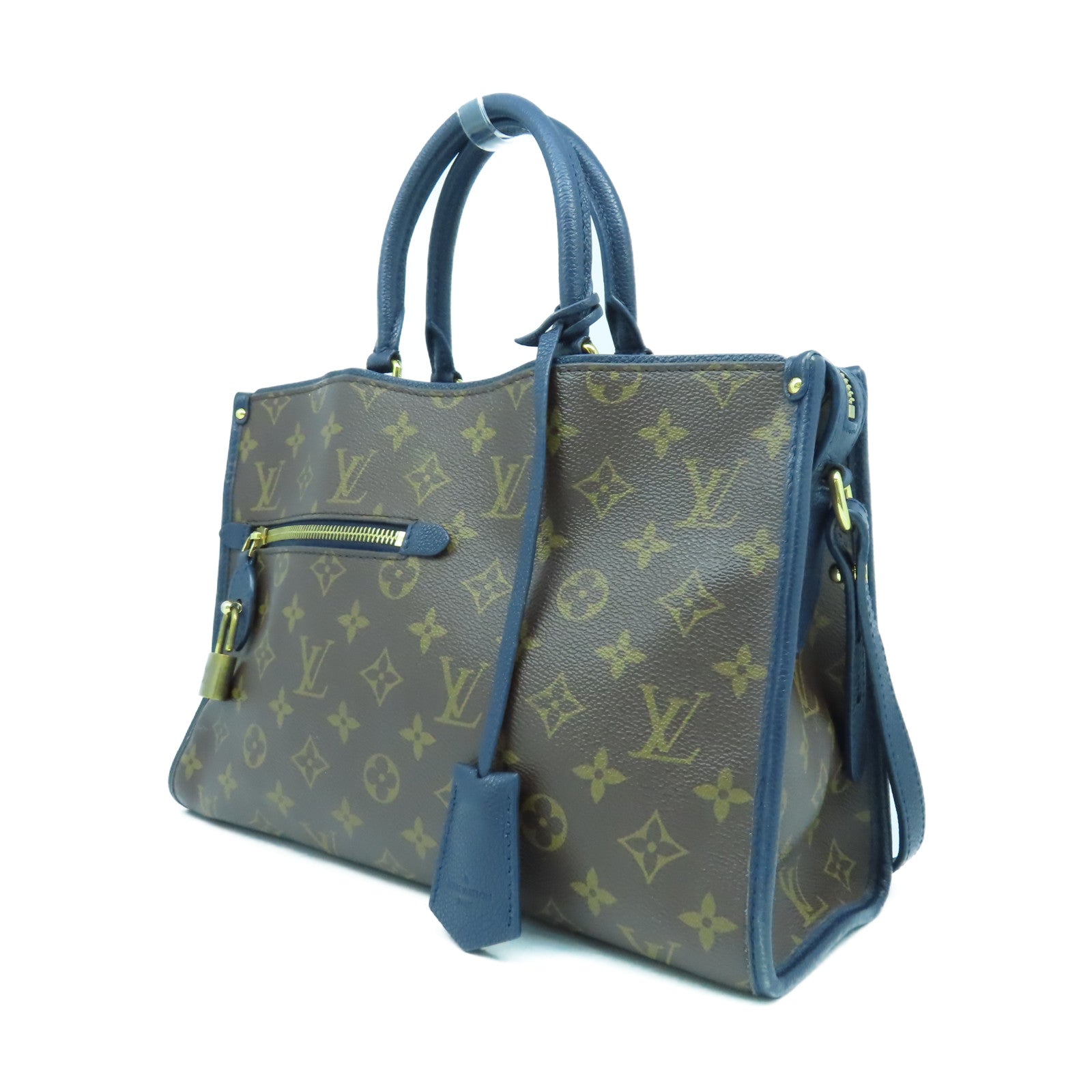 LOUIS VUITTON Monogram Popincourt MM金扣手挽肩背兩用袋啡色/藍色