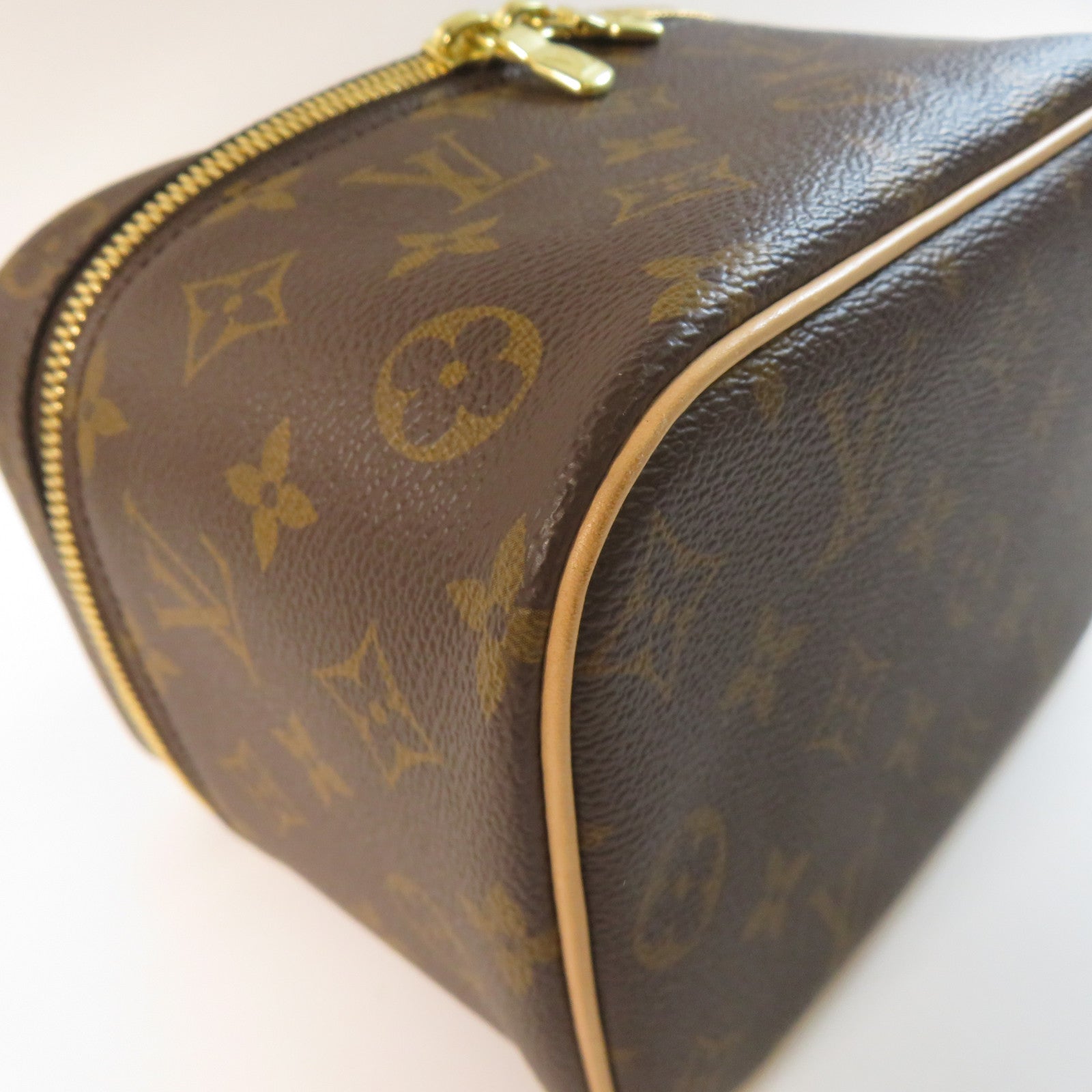 LOUIS VUITTON Monogram Nice Mini Toiletry金扣化妝袋啡色