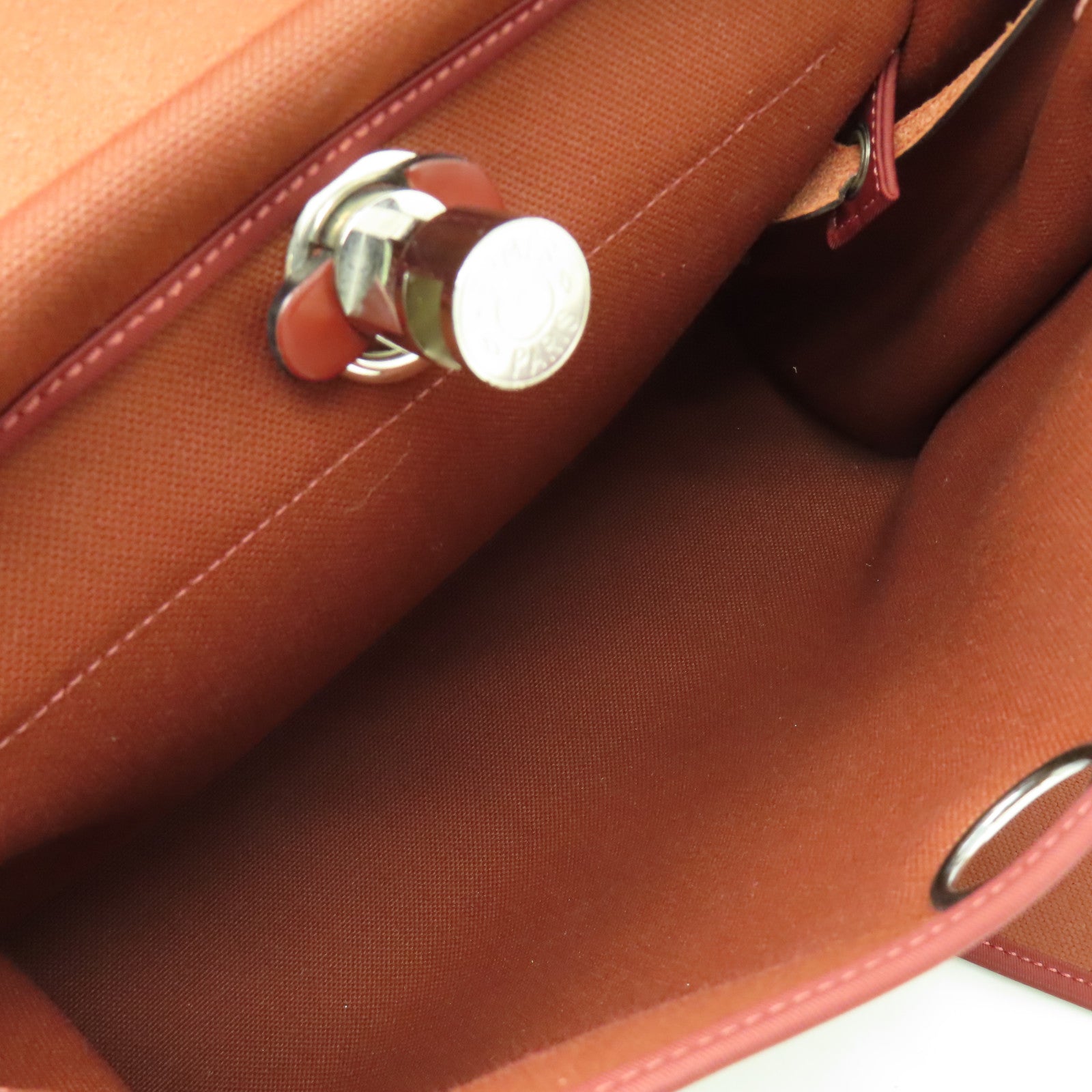 HERMES 帆布Herbag PM銀扣手挽肩背兩用袋愛馬仕紅色